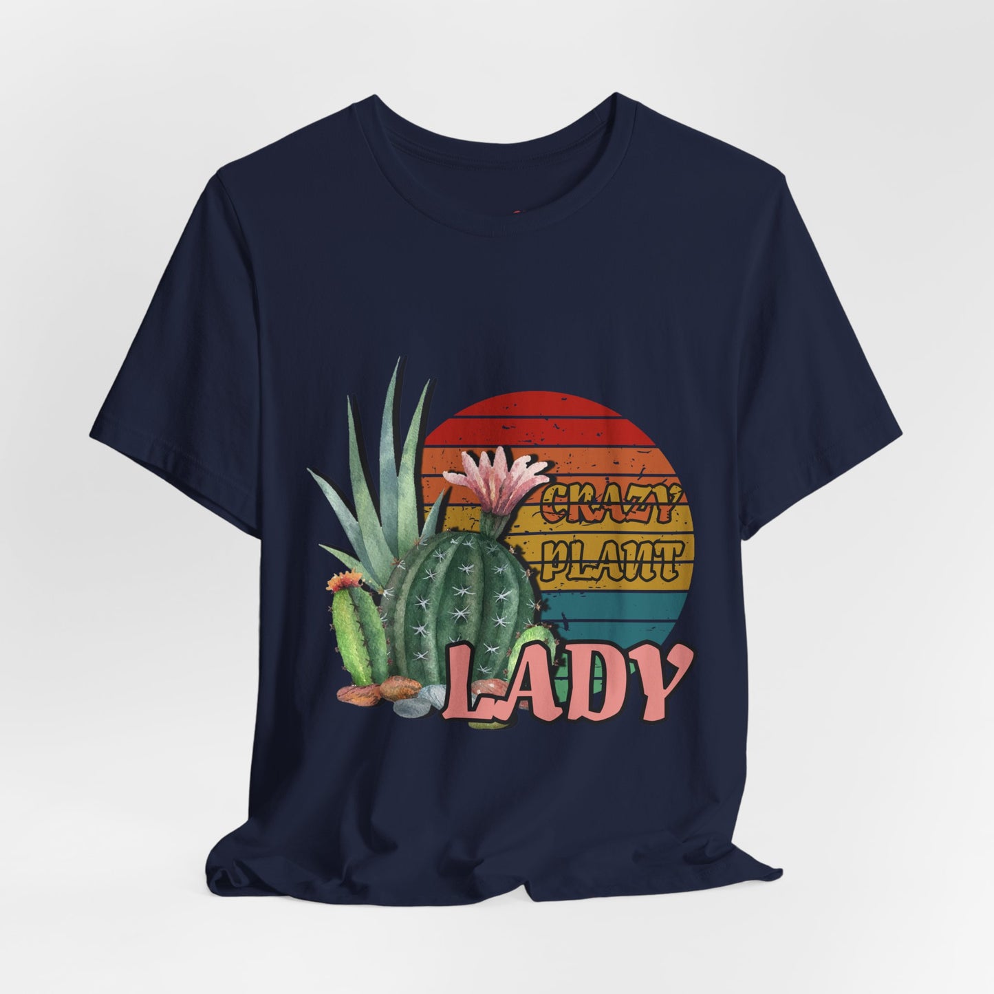 Crazy Plant Lady Cactus Retro Sunset Plant Lover T-Shirt