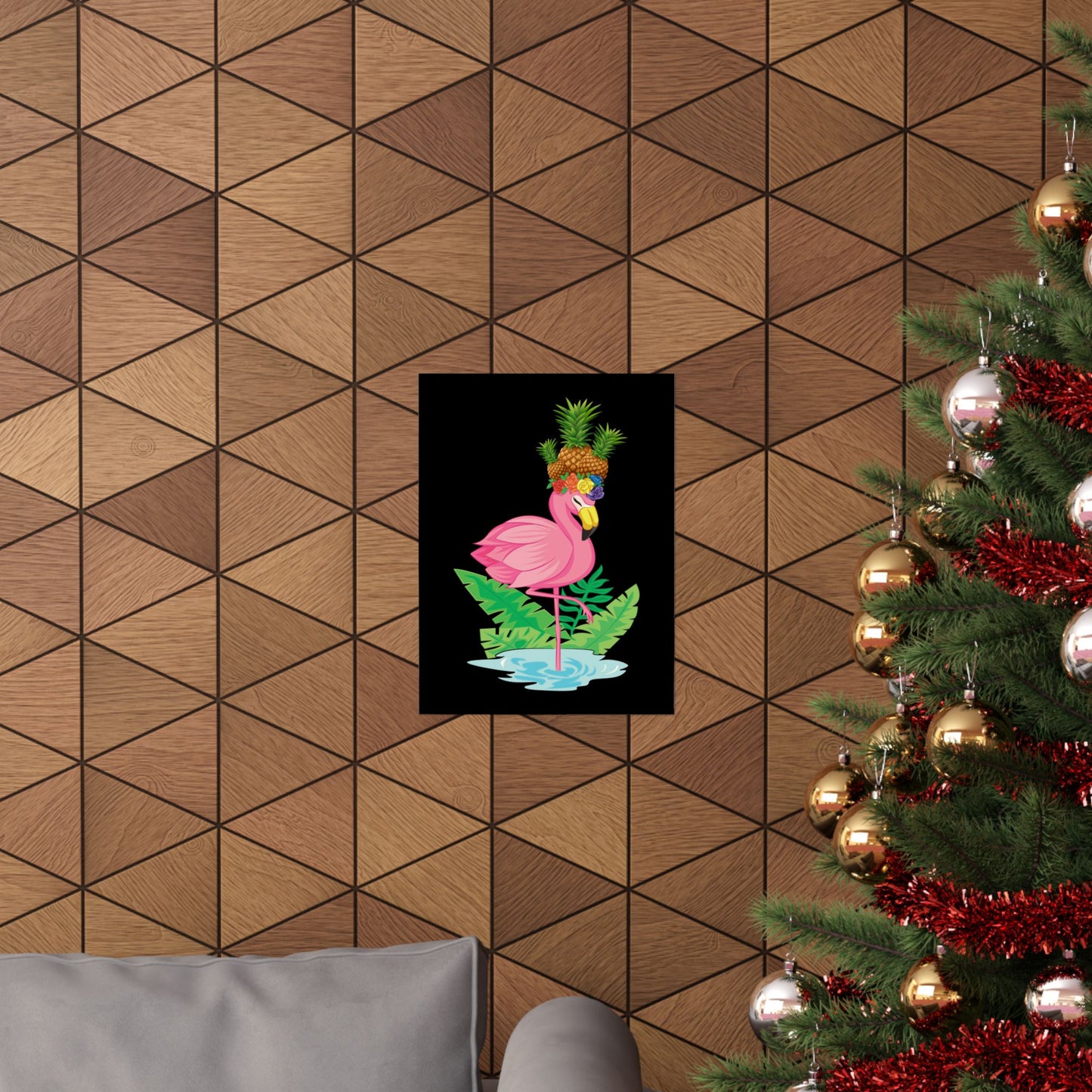 Funny Flamingo Pineapple Pun Lover Gift Pine Mingo - Wall Art