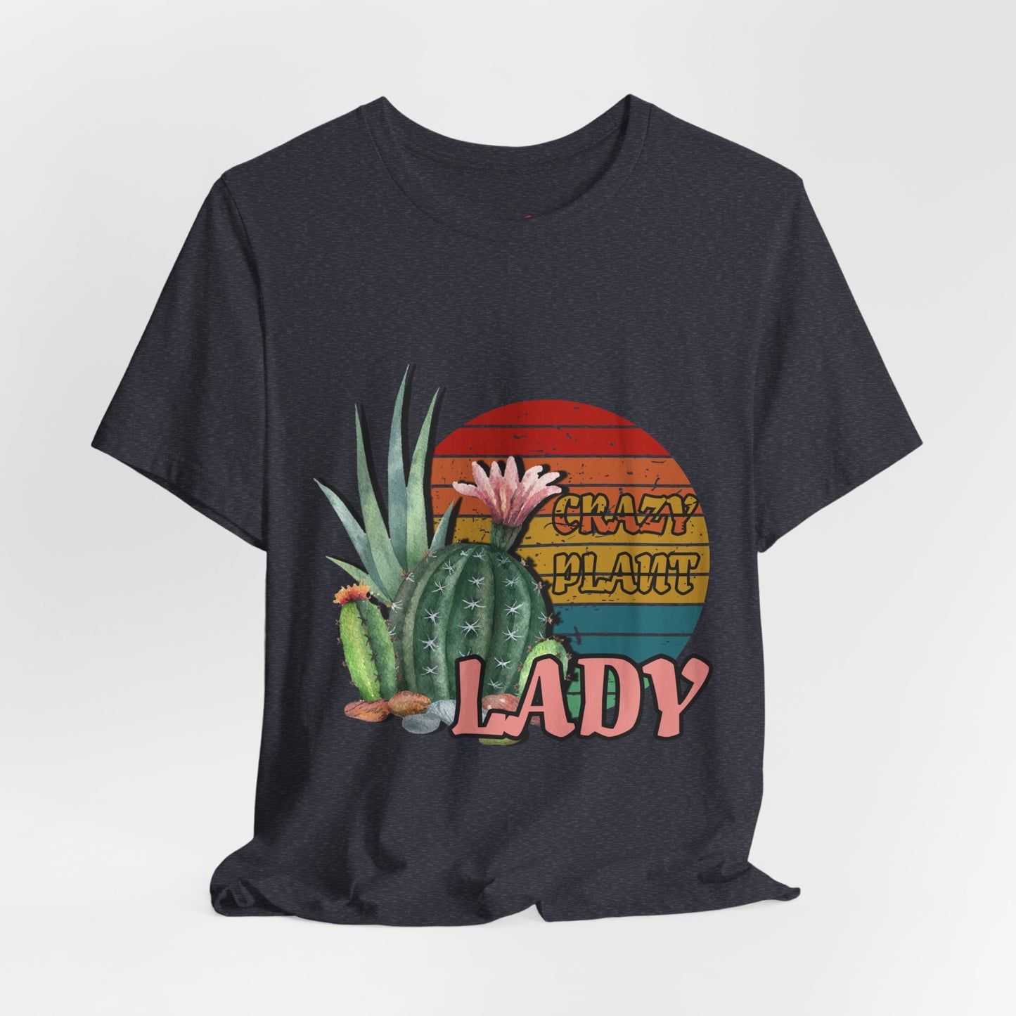 Crazy Plant Lady Cactus Retro Sunset Plant Lover T-Shirt