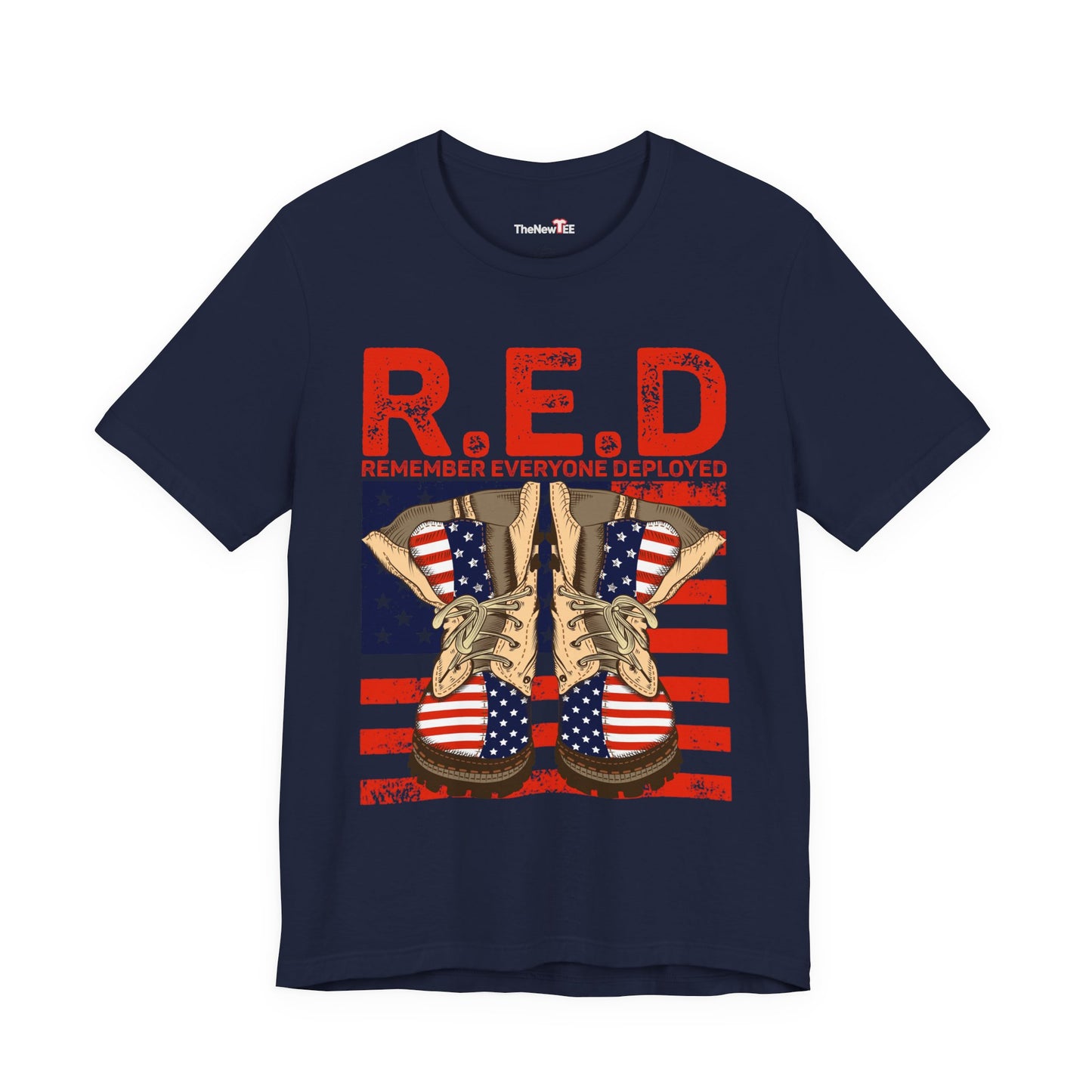 R.E.D. Remember Everyone Deployed Patriotic Military Boots TShirt