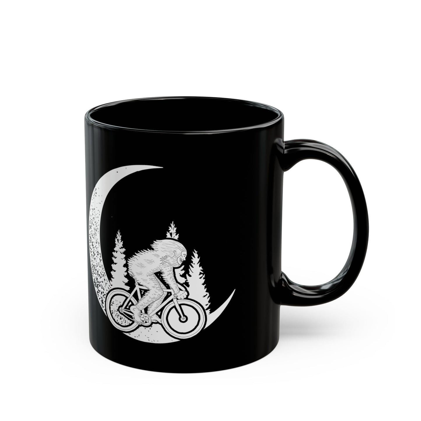 Yeti Riding Moon Bike Halloween Lunar Cycling Bigfoot - Black Mug