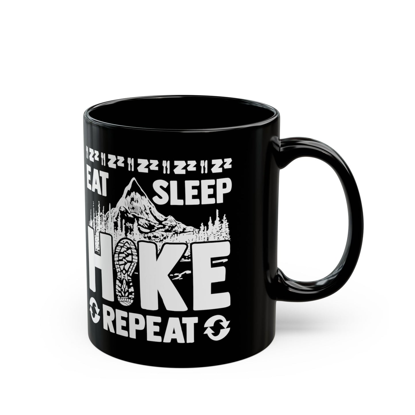 Eat Sleep Hike Repeat Shirt Funny Hiker Mountain Nature - Black Mug