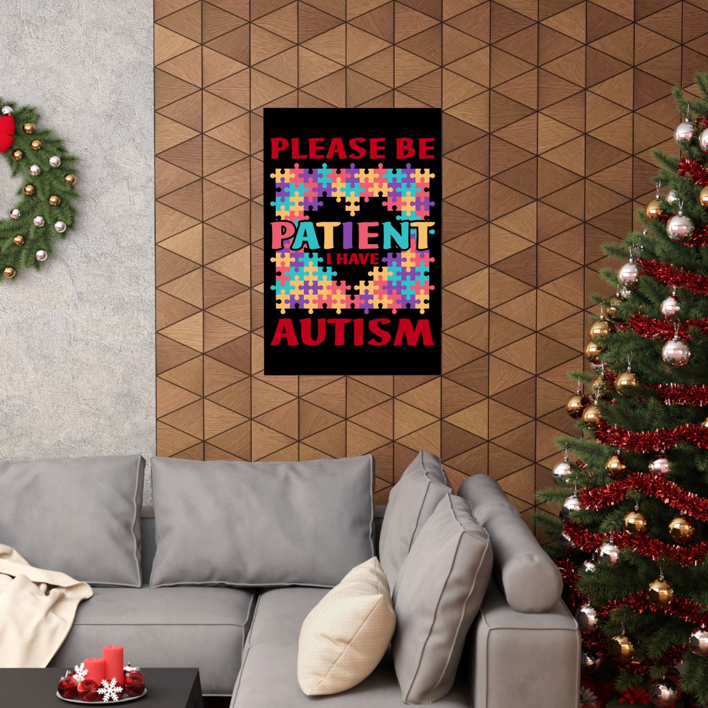 Please Be Patient I Have Autism Puzzle Hand Gift - Wall Art