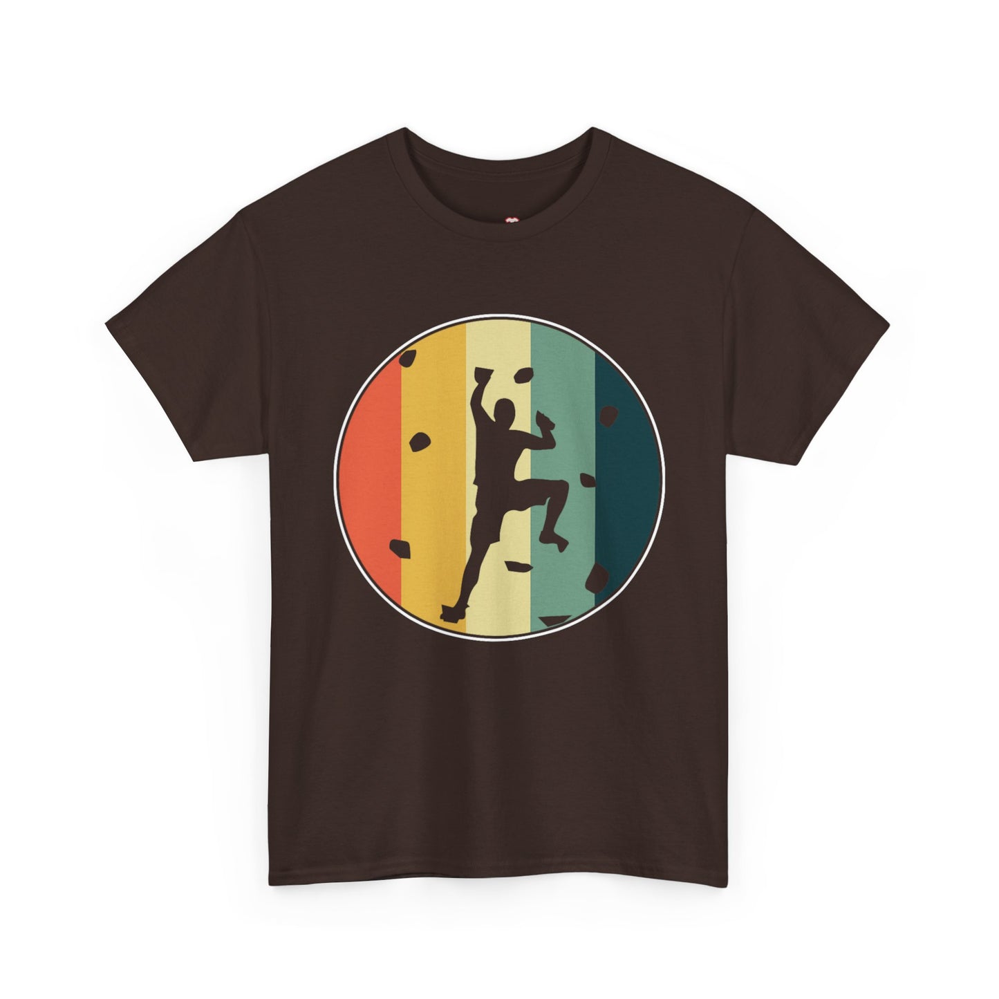 Rock Climbing T-Shirt — Retro Stripe Bouldering Silhouette Tee