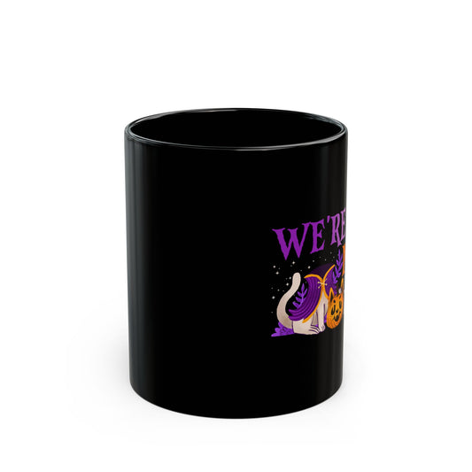 We'Re All Mad Here Cat - Black Mug