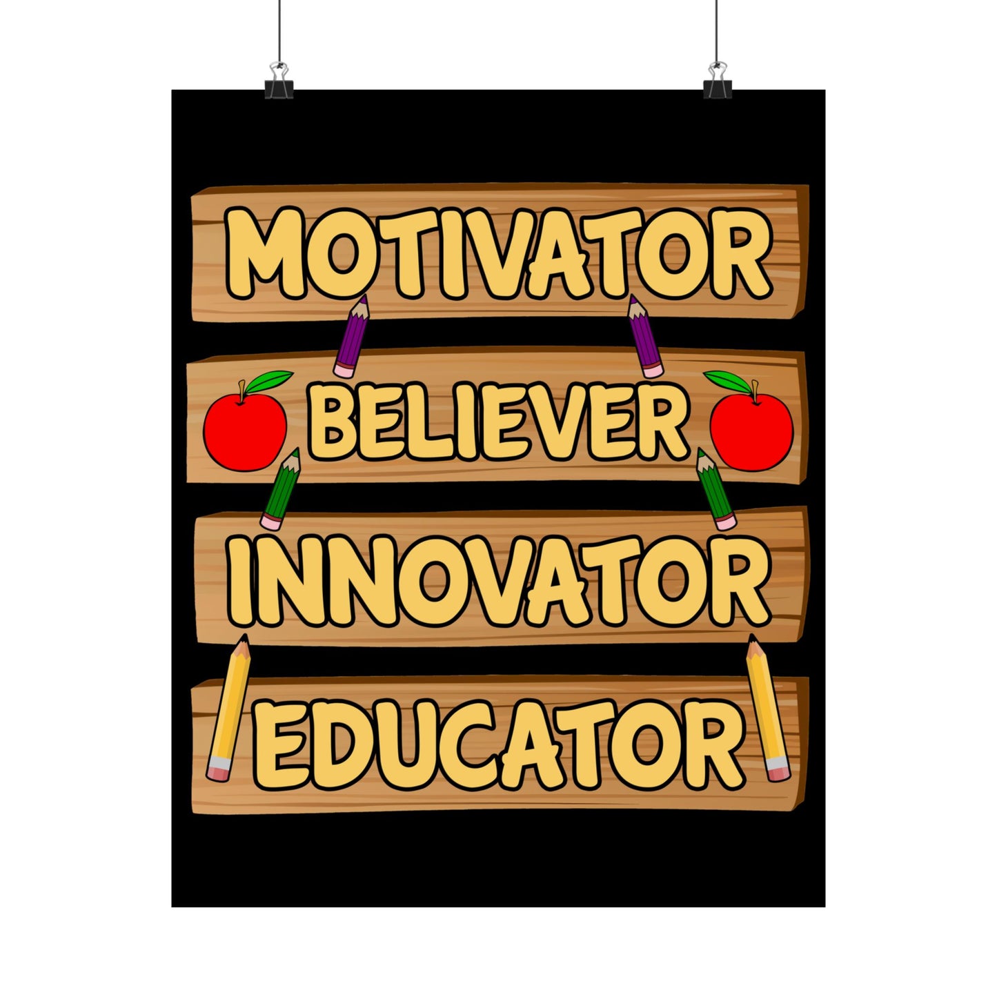Teacher Motivator Believer Innovator Educator - Wall Art