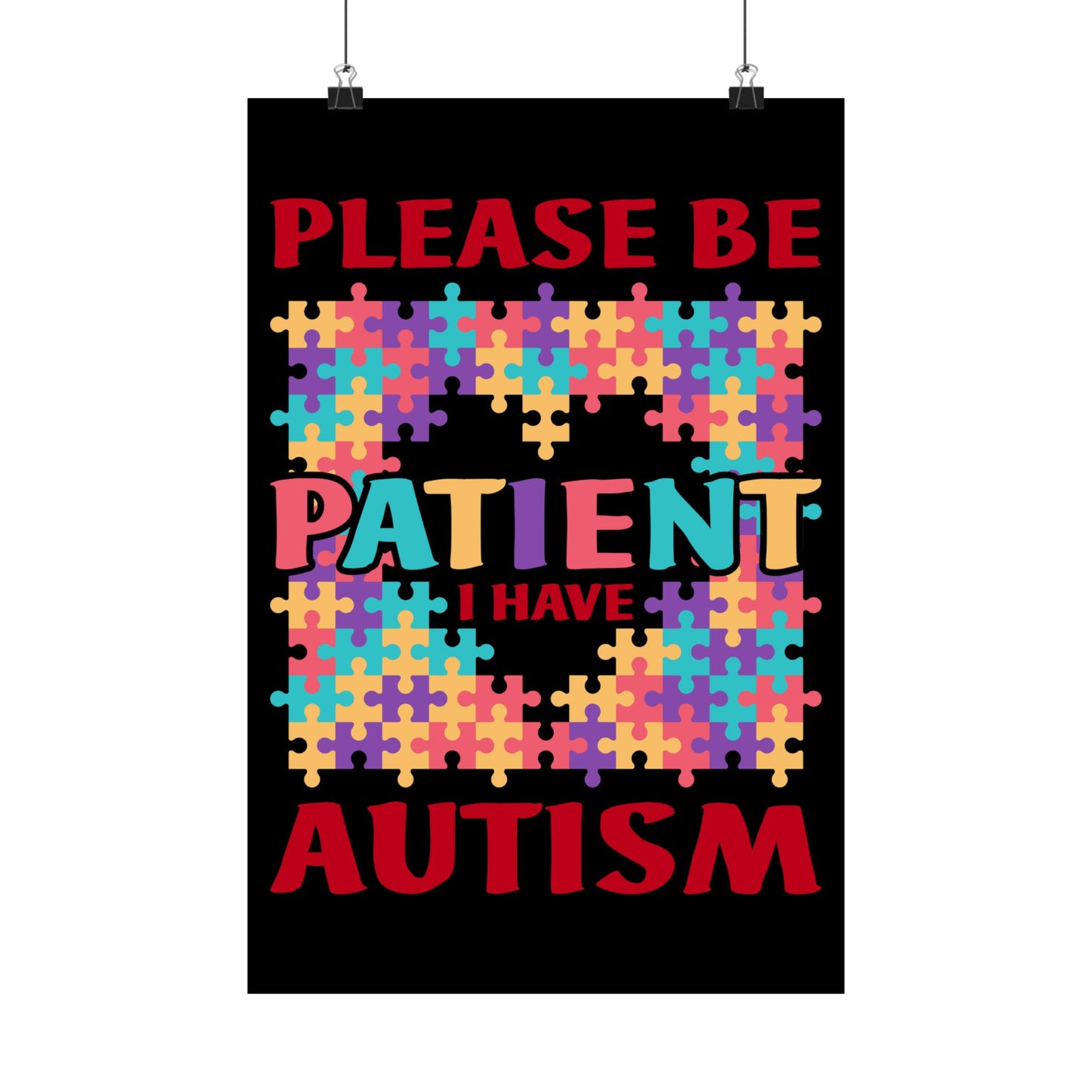 Please Be Patient I Have Autism Puzzle Hand Gift - Wall Art