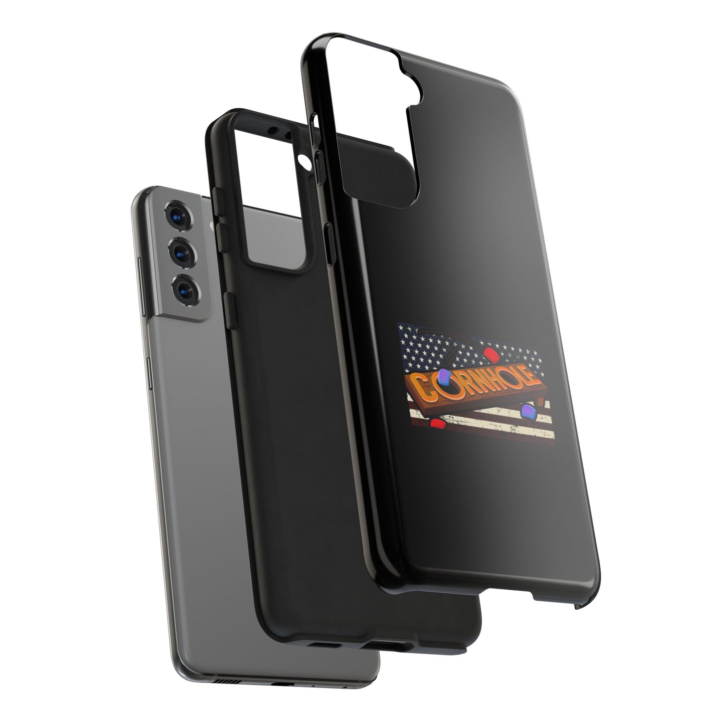 American Flag Cornhole - Rex Valentine Design - Tough Phone Case