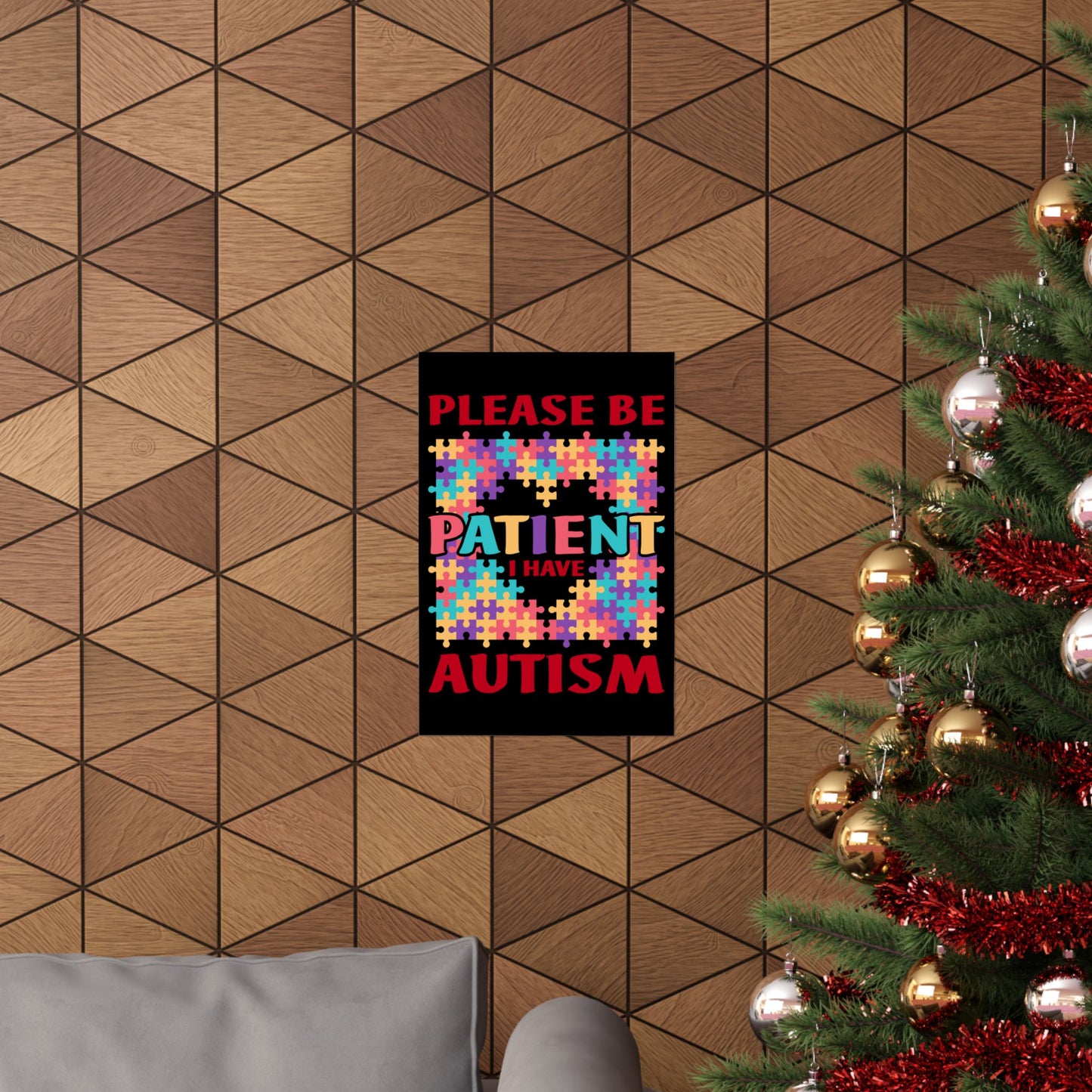 Please Be Patient I Have Autism Puzzle Hand Gift - Wall Art