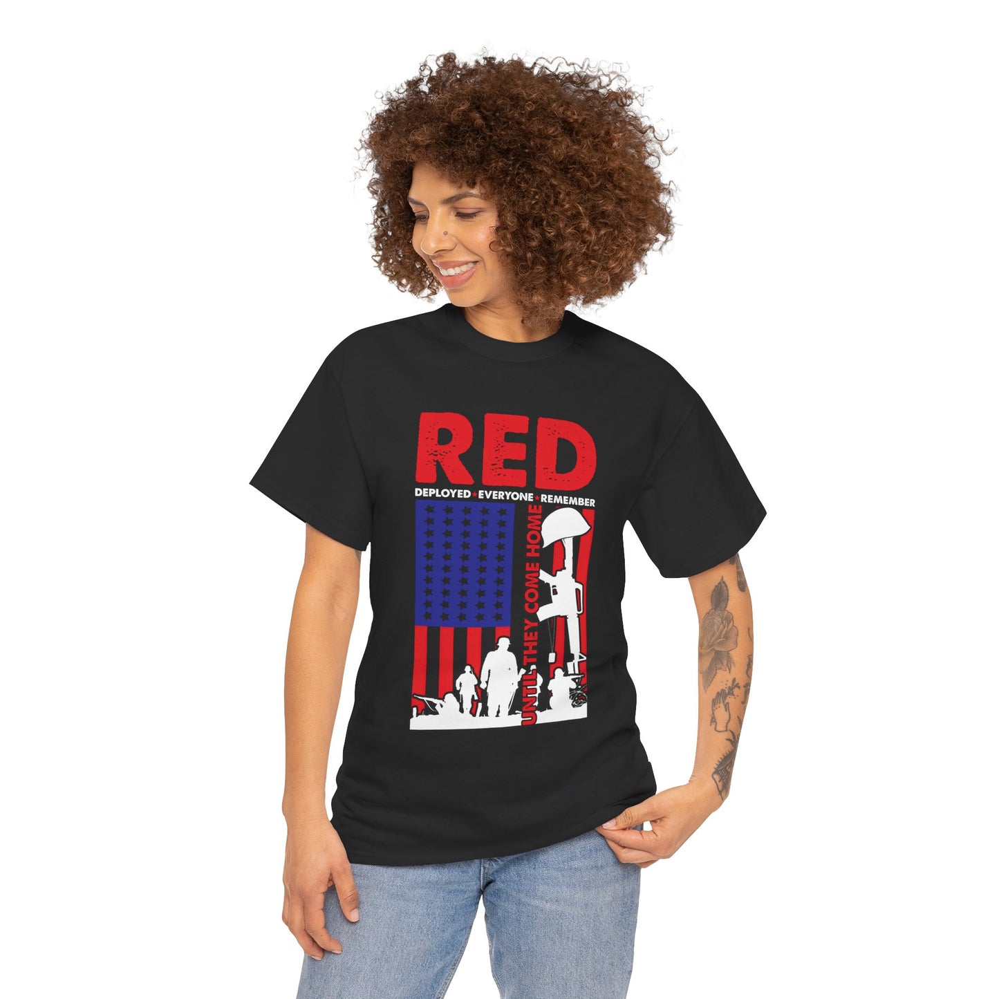 Red Friday Remember Everyone Deployed Us Flag Army Vintage - Unisex Graphic T-Shirt
