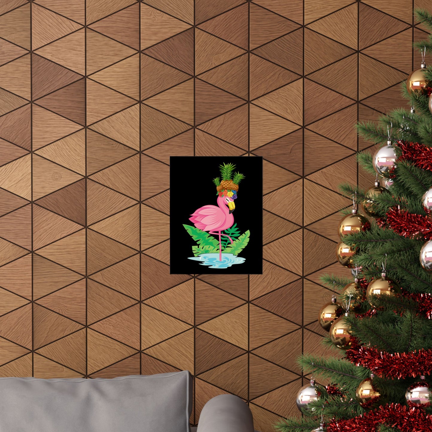 Funny Flamingo Pineapple Pun Lover Gift Pine Mingo - Wall Art