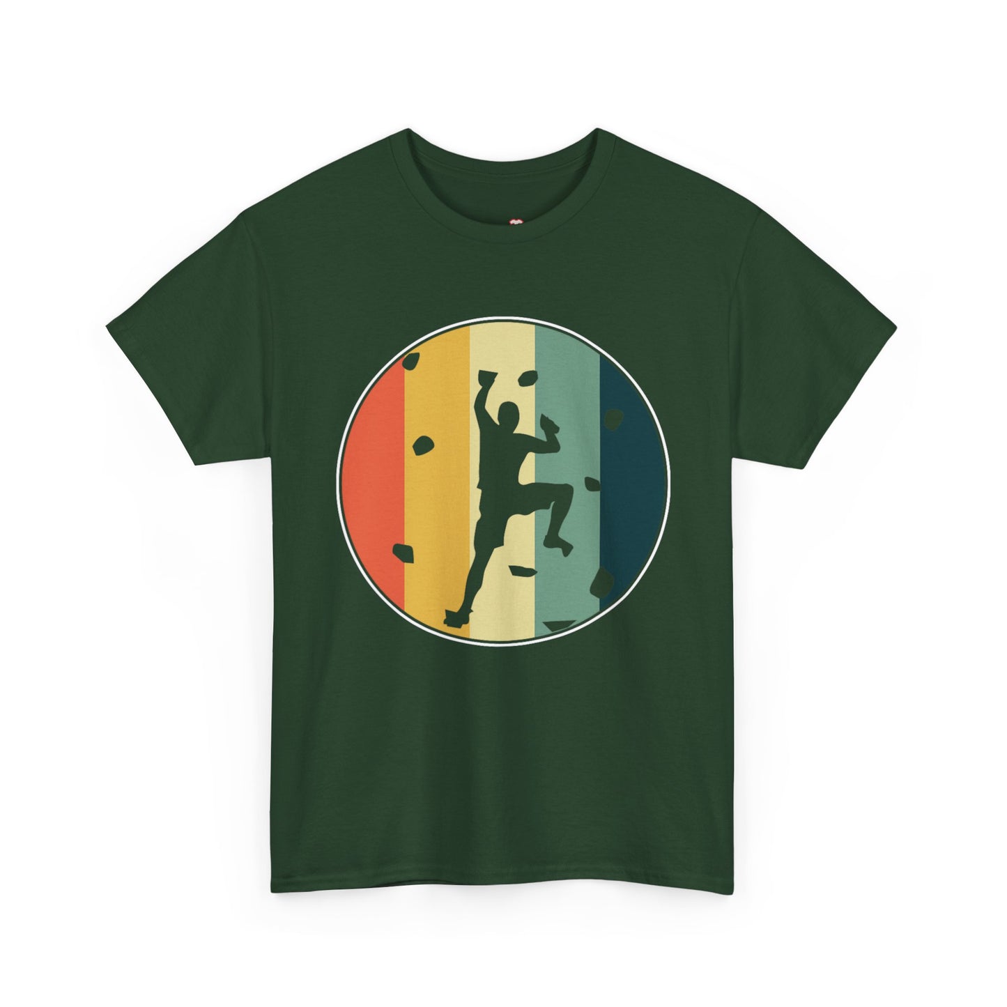 Rock Climbing T-Shirt — Retro Stripe Bouldering Silhouette Tee