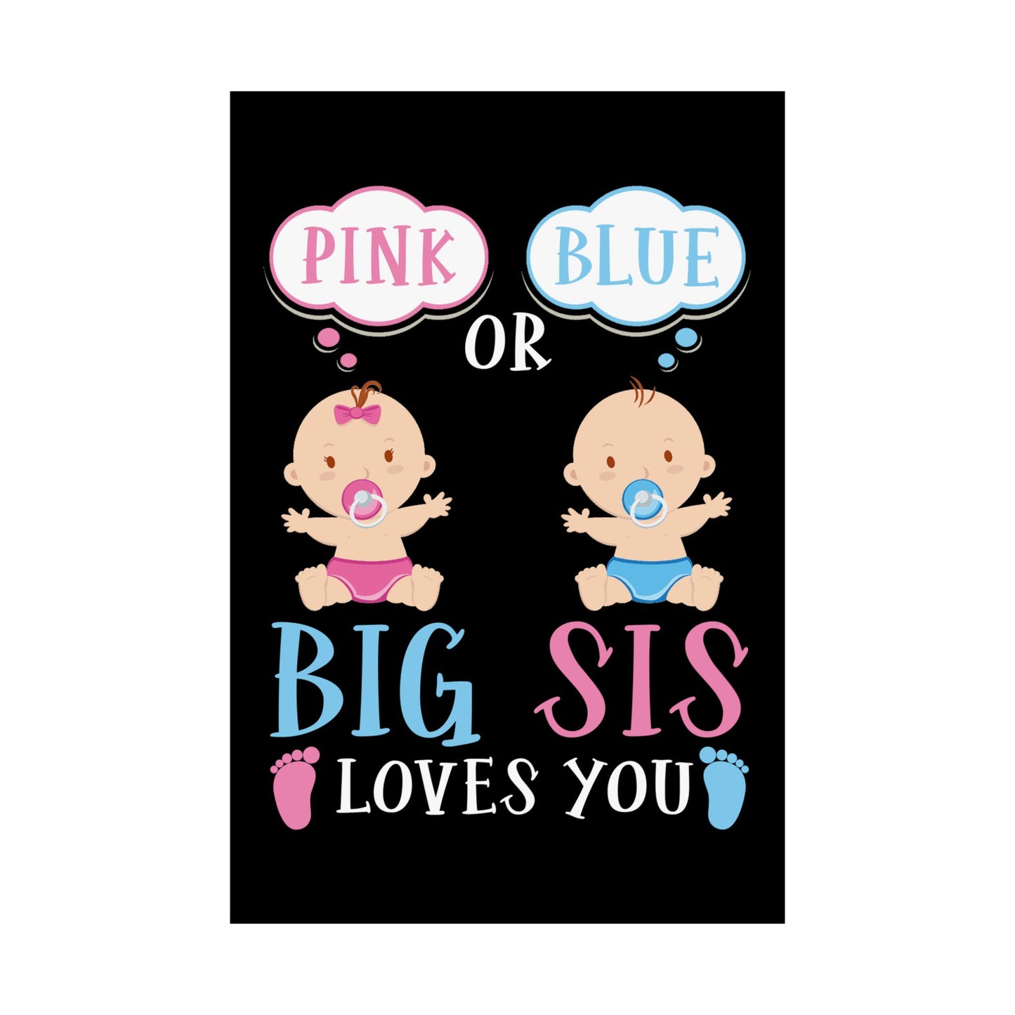 Big Sister Baby Shower Pink Blue - Wall Art