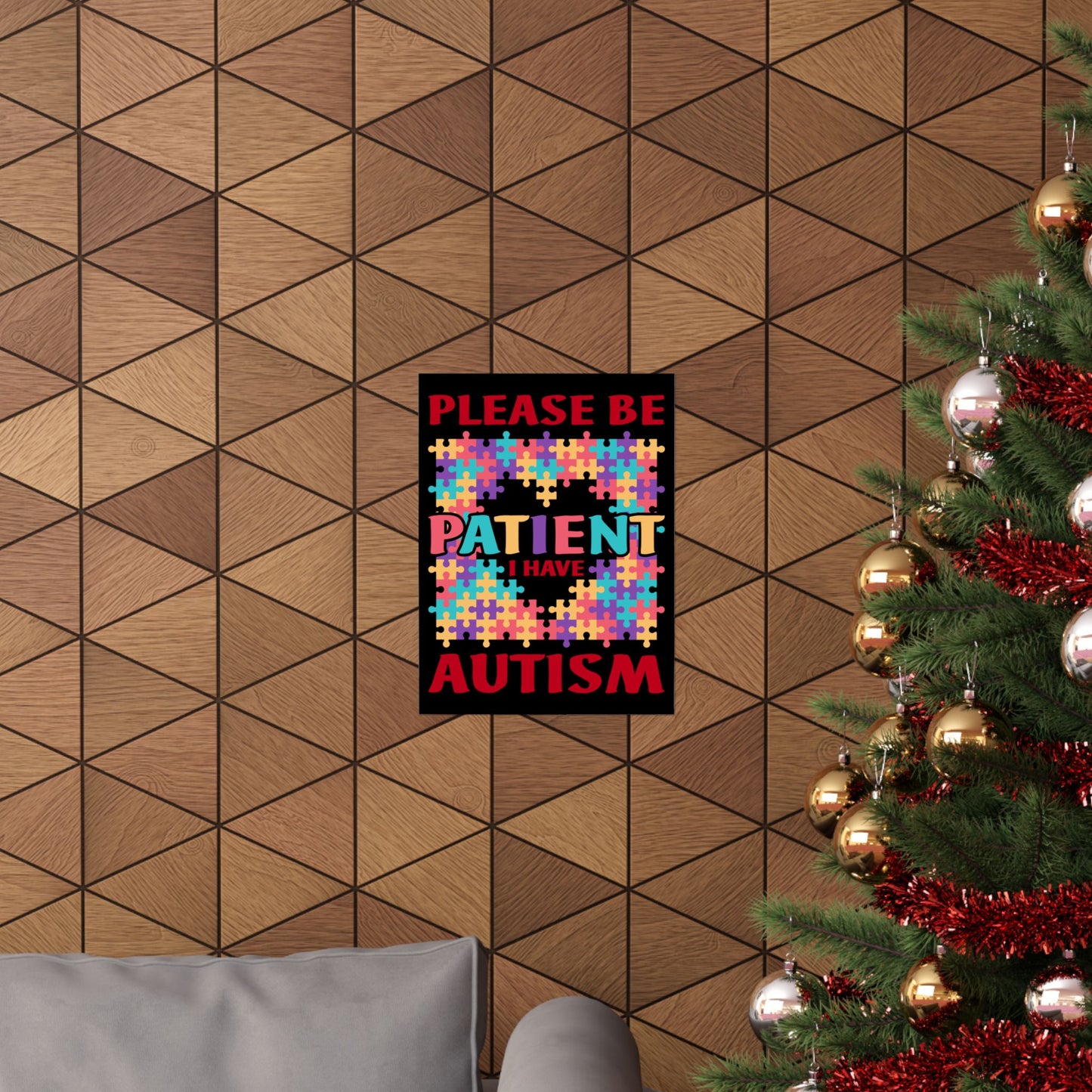 Please Be Patient I Have Autism Puzzle Hand Gift - Wall Art