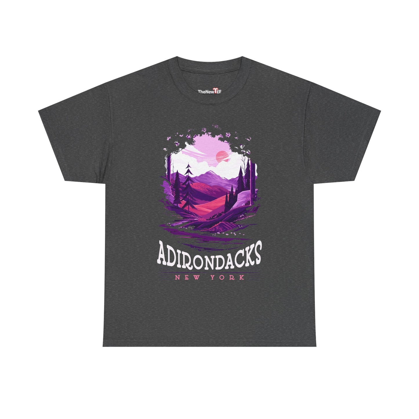 Adirondacks New York Mountain Tee — Purple Sunset Landscape Shirt