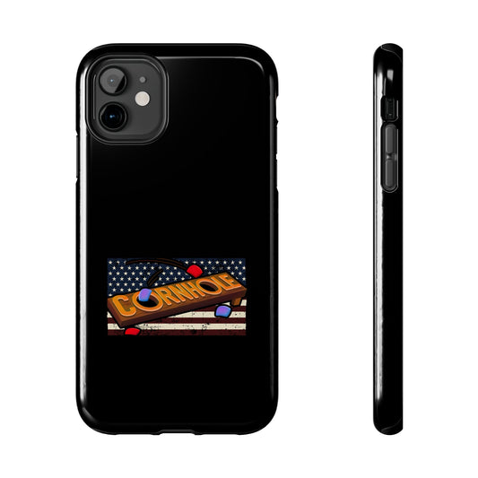 American Flag Cornhole - Rex Valentine Design - Tough Phone Case