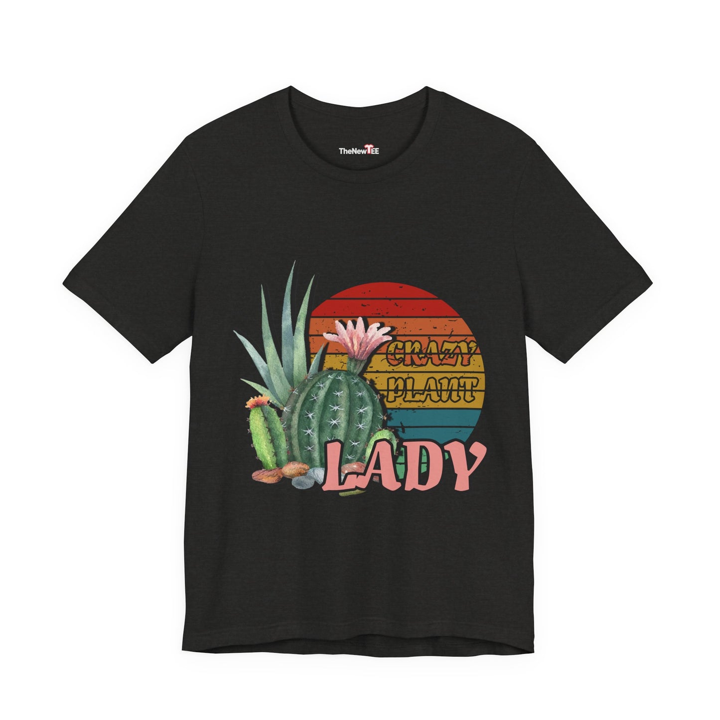 Crazy Plant Lady Cactus Retro Sunset Plant Lover T-Shirt