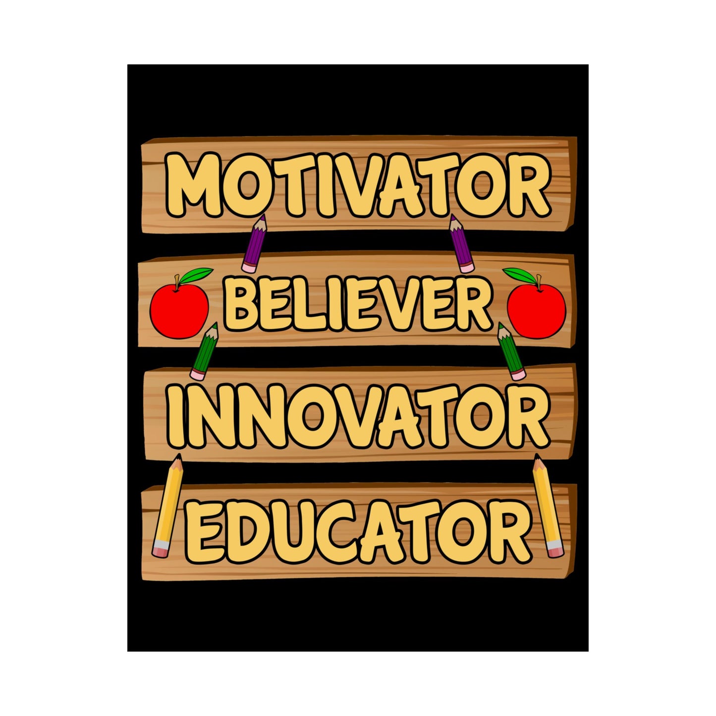 Teacher Motivator Believer Innovator Educator - Wall Art