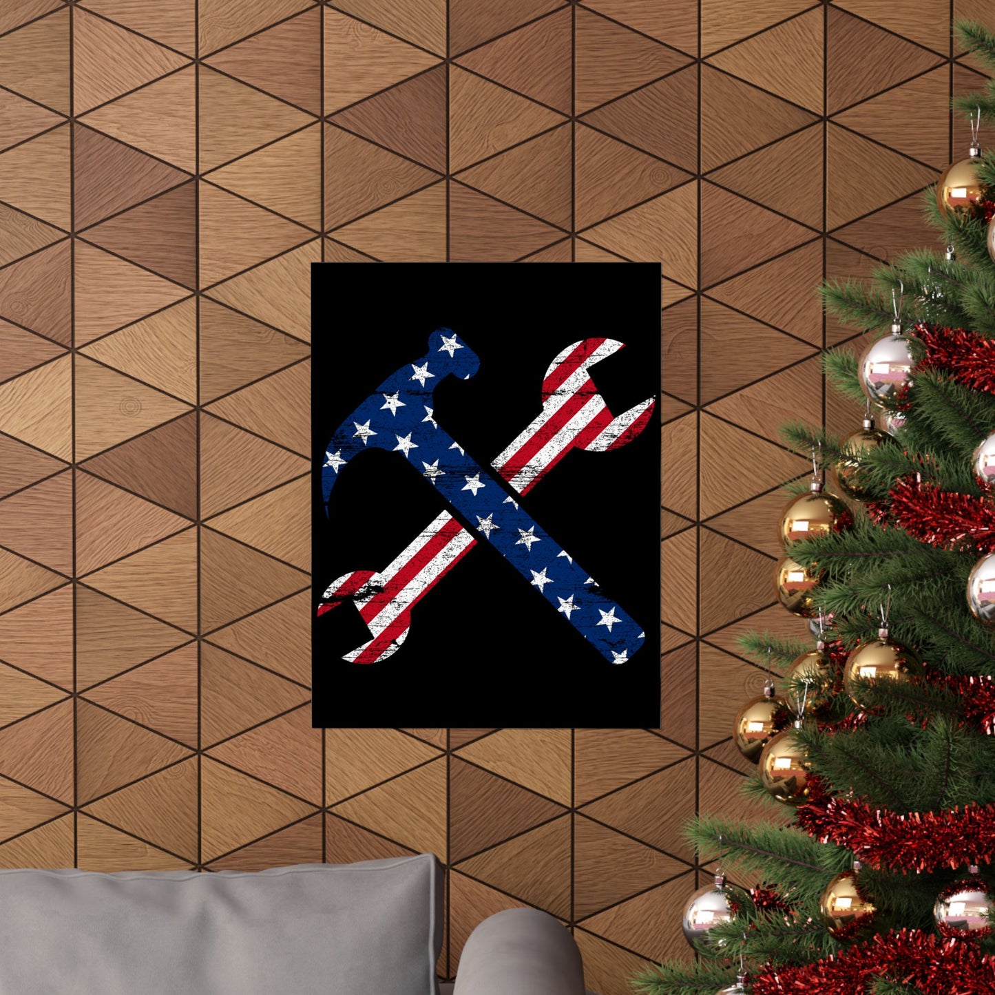 American Flag Ironworker And Tools - Wall Art
