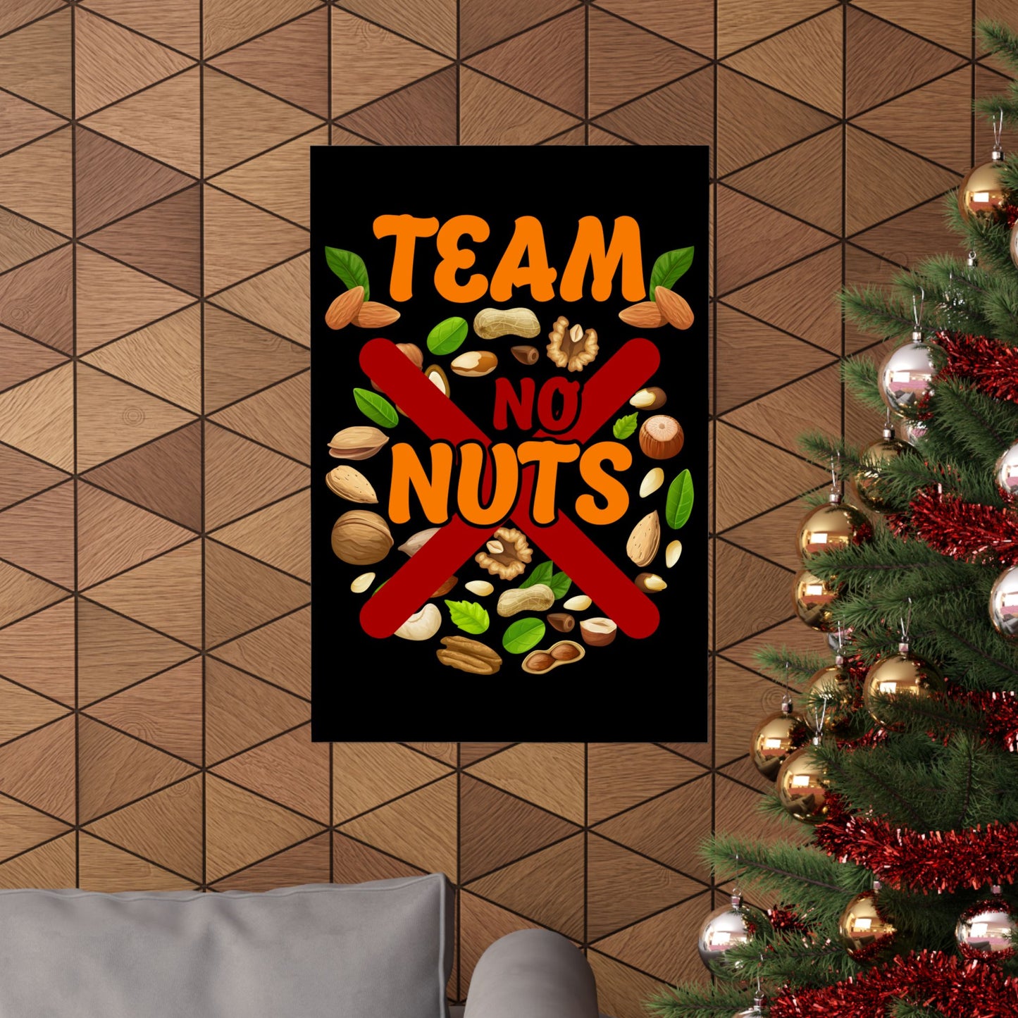 Gender Reveal Team No Nuts Girl Matching Family Baby Party - Wall Art