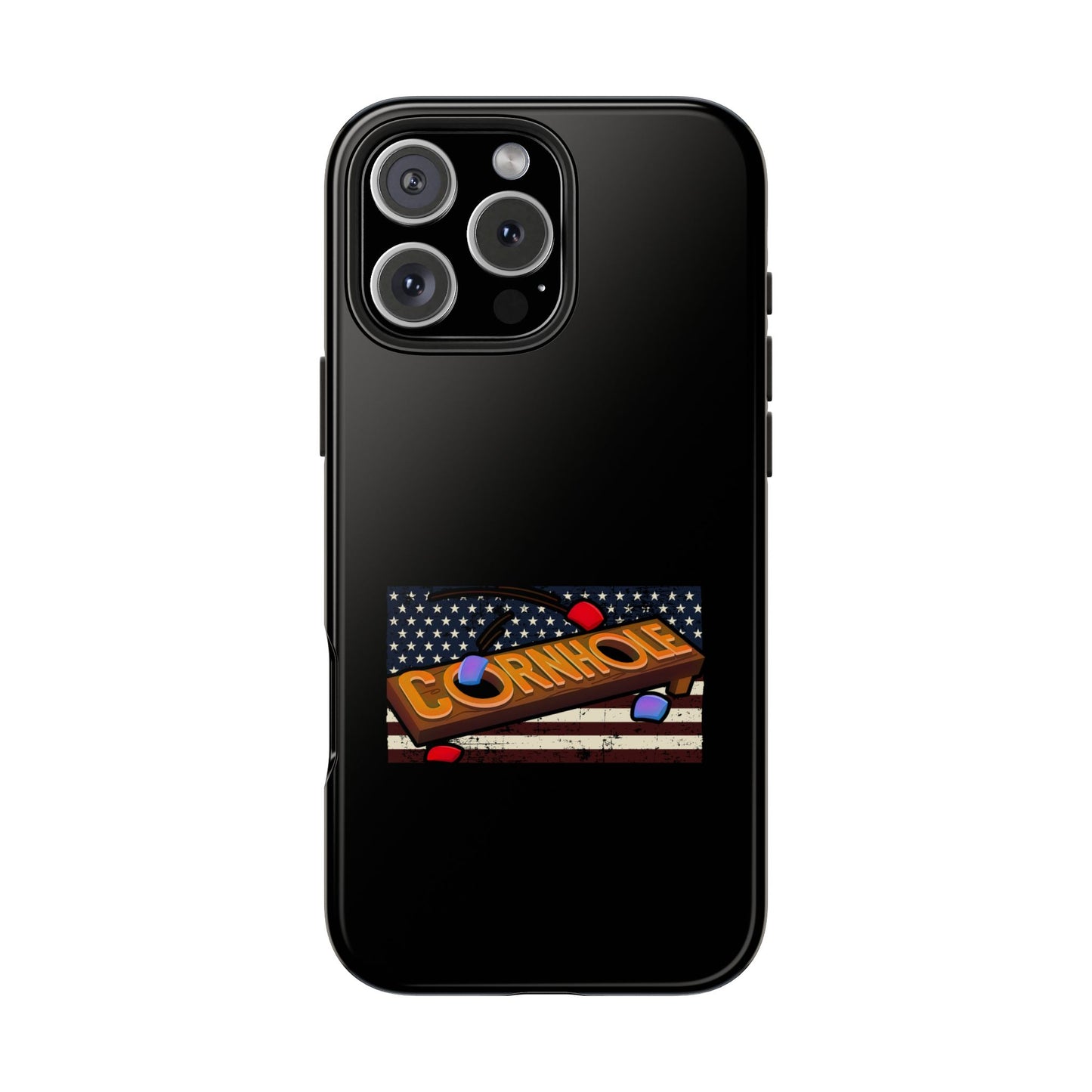American Flag Cornhole - Rex Valentine Design - Tough Phone Case