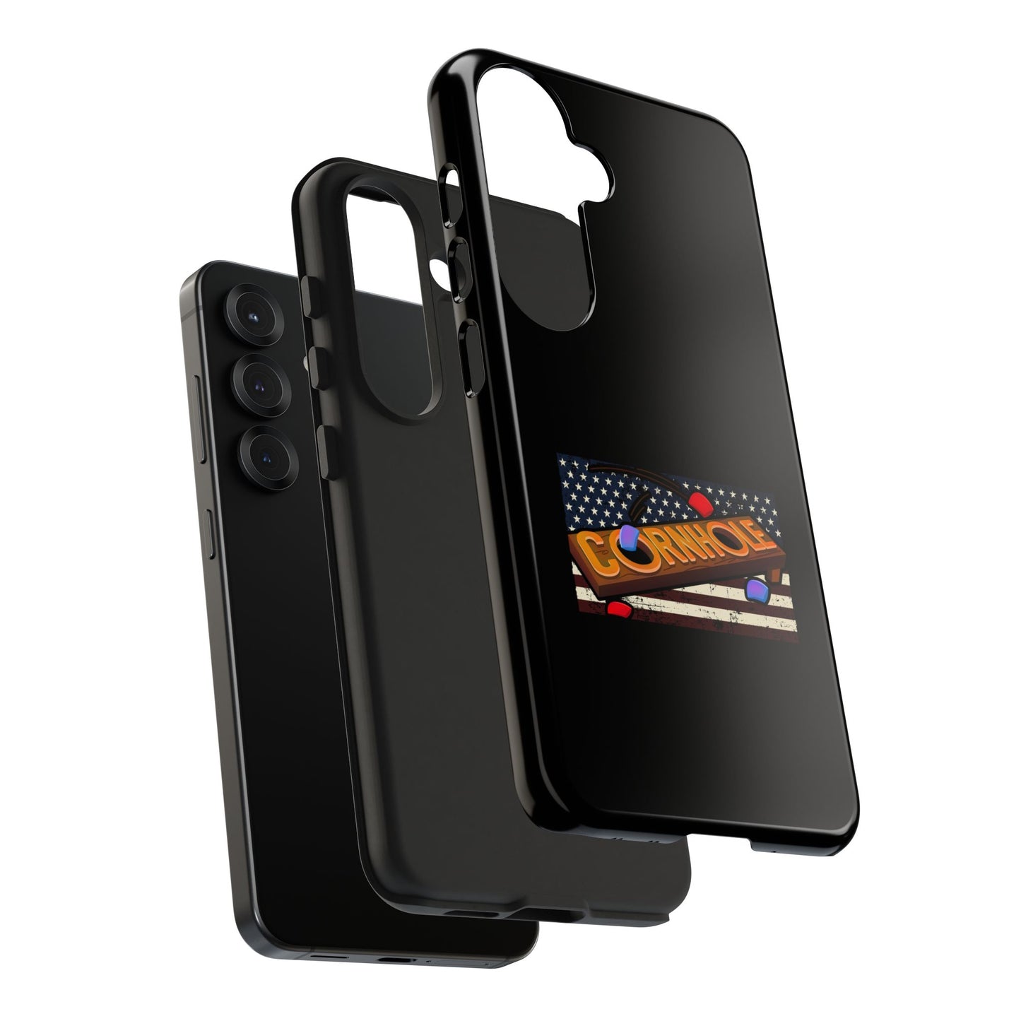 American Flag Cornhole - Rex Valentine Design - Tough Phone Case
