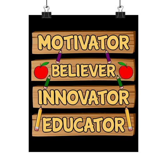 Teacher Motivator Believer Innovator Educator - Wall Art