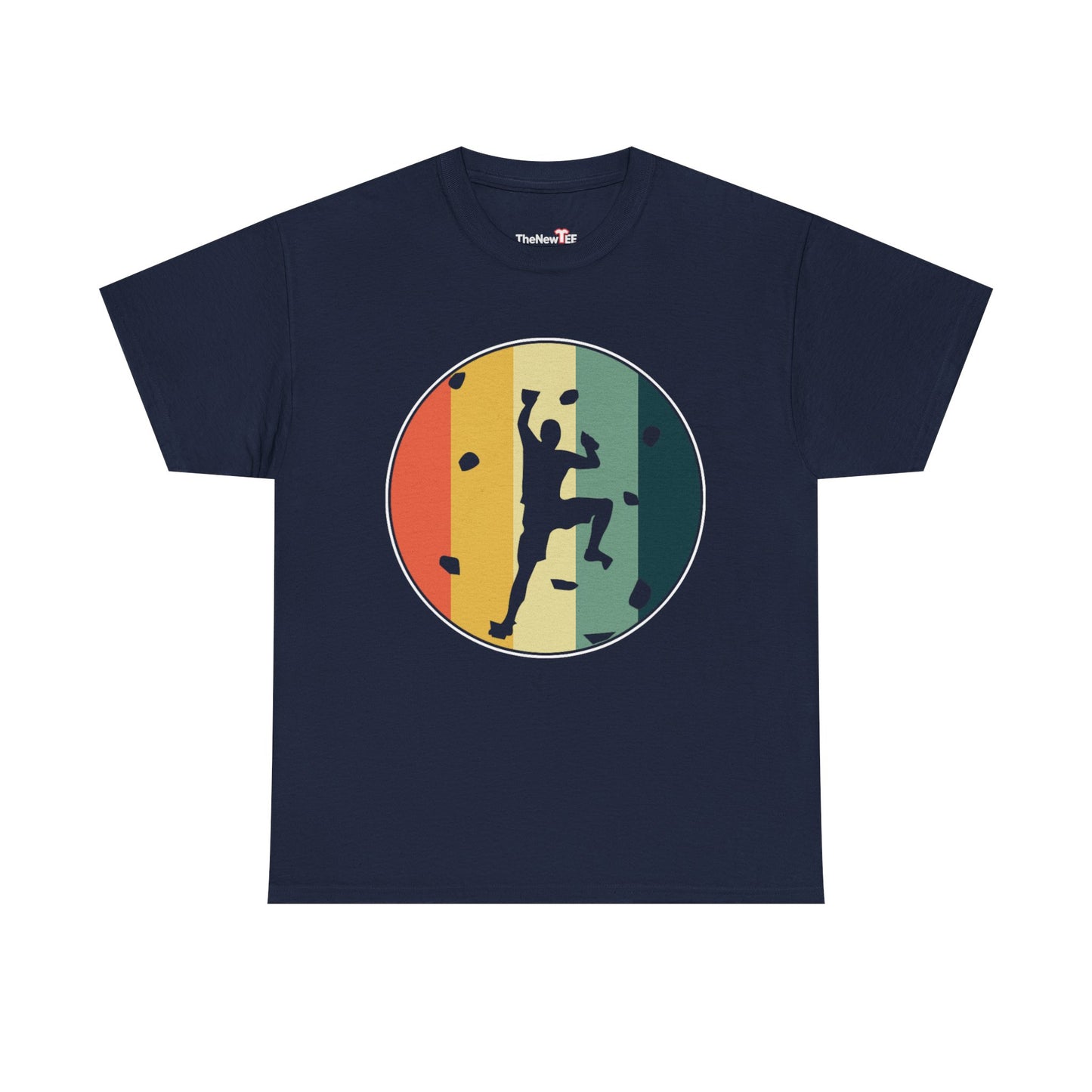 Rock Climbing T-Shirt — Retro Stripe Bouldering Silhouette Tee