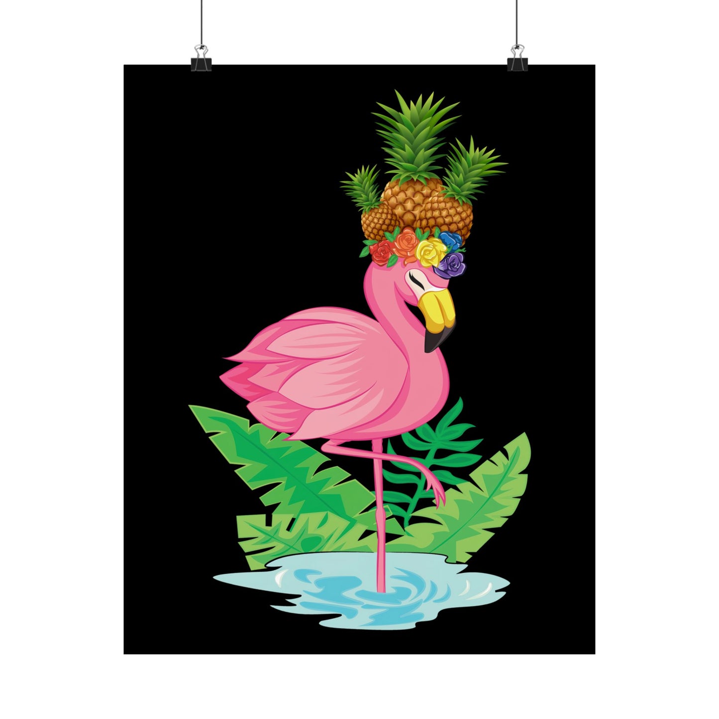 Funny Flamingo Pineapple Pun Lover Gift Pine Mingo - Wall Art
