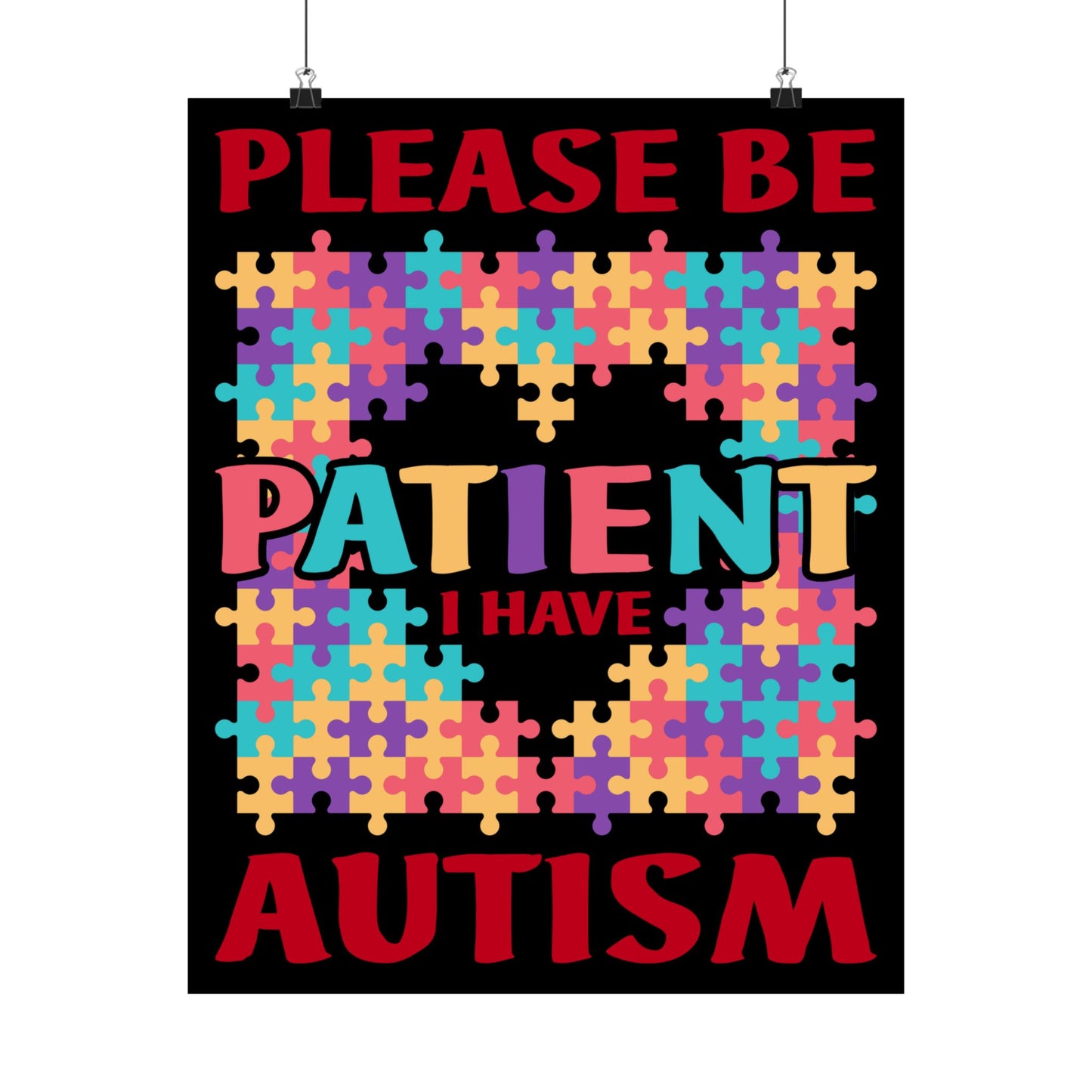 Please Be Patient I Have Autism Puzzle Hand Gift - Wall Art