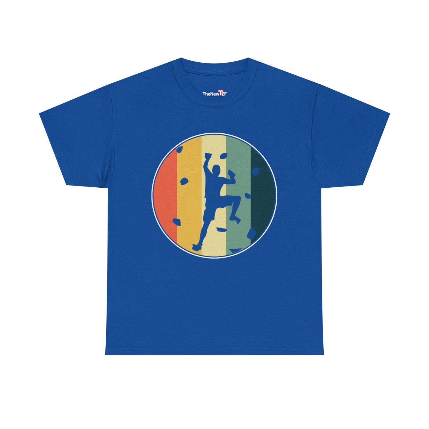 Rock Climbing T-Shirt — Retro Stripe Bouldering Silhouette Tee