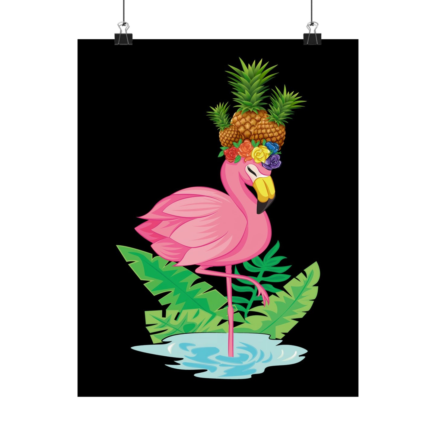 Funny Flamingo Pineapple Pun Lover Gift Pine Mingo - Wall Art