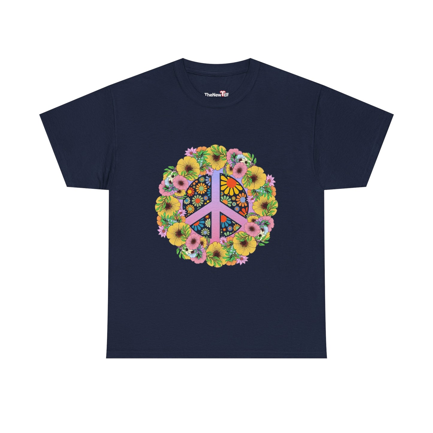 Peace Sign Bright Colorful Flower 60S 70S - Unisex T-Shirt