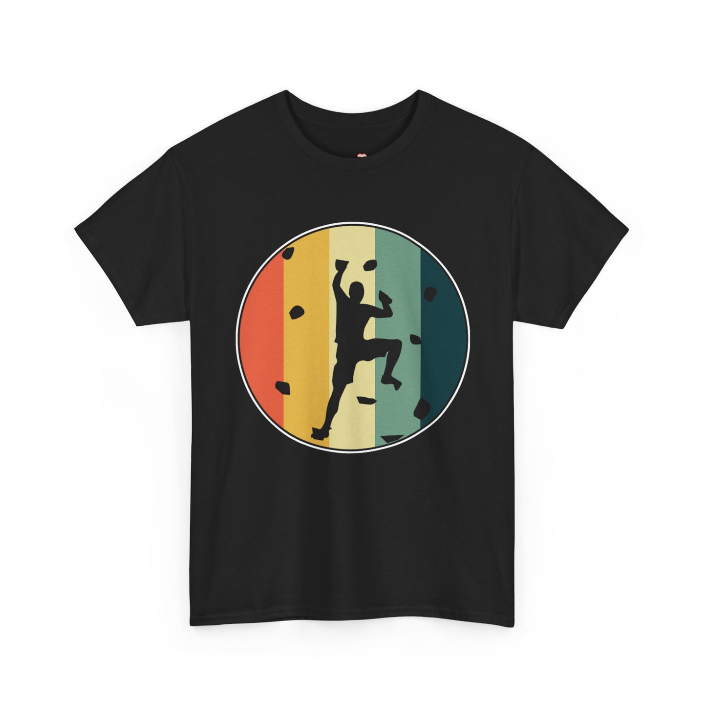 Rock Climbing T-Shirt — Retro Stripe Bouldering Silhouette Tee