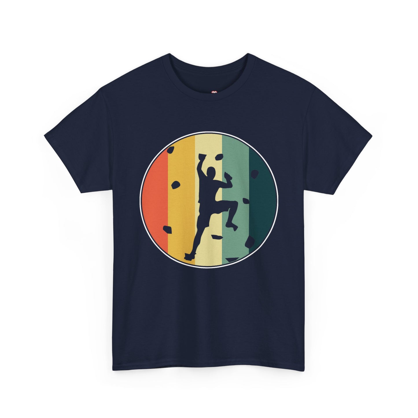 Rock Climbing T-Shirt — Retro Stripe Bouldering Silhouette Tee