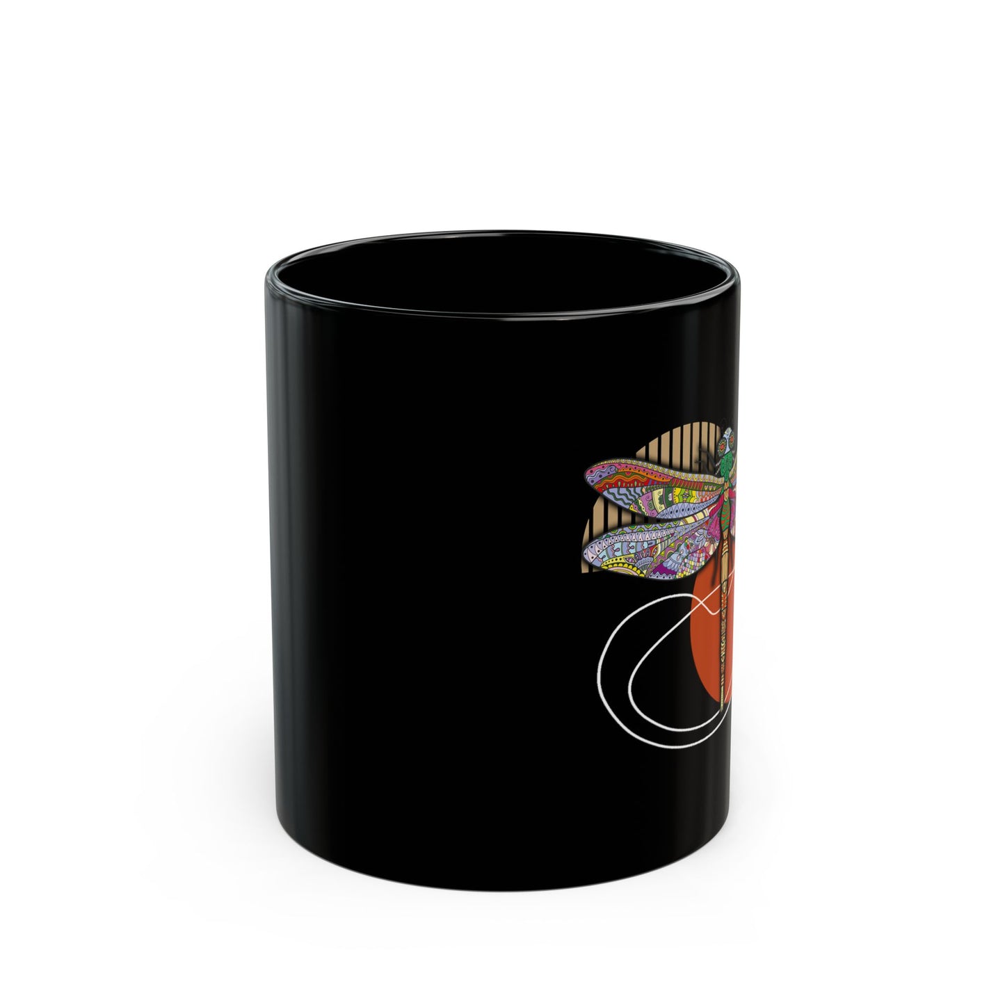 Animal Gift Retro Dragonfly - Black Mug