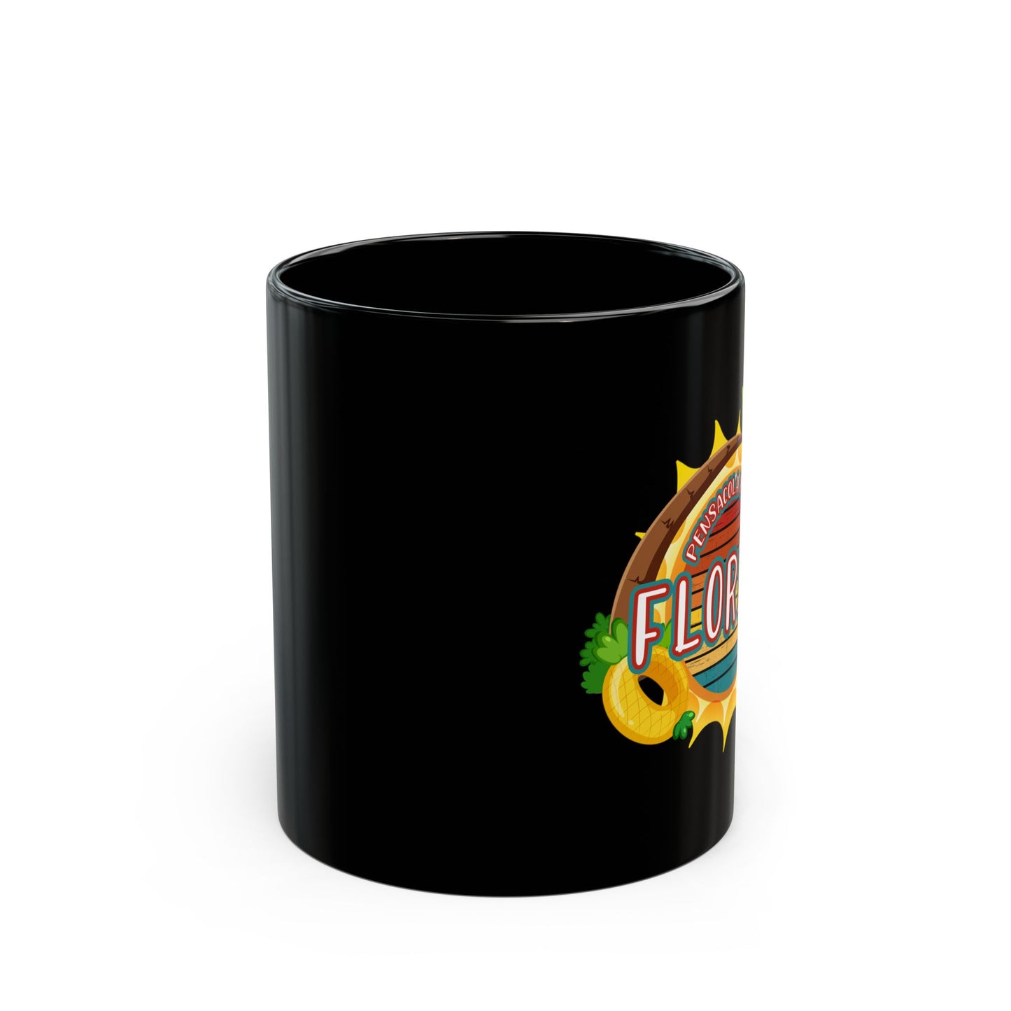 Family Vacation Retro Sunset Florida Pensacola Beach - Black Mug