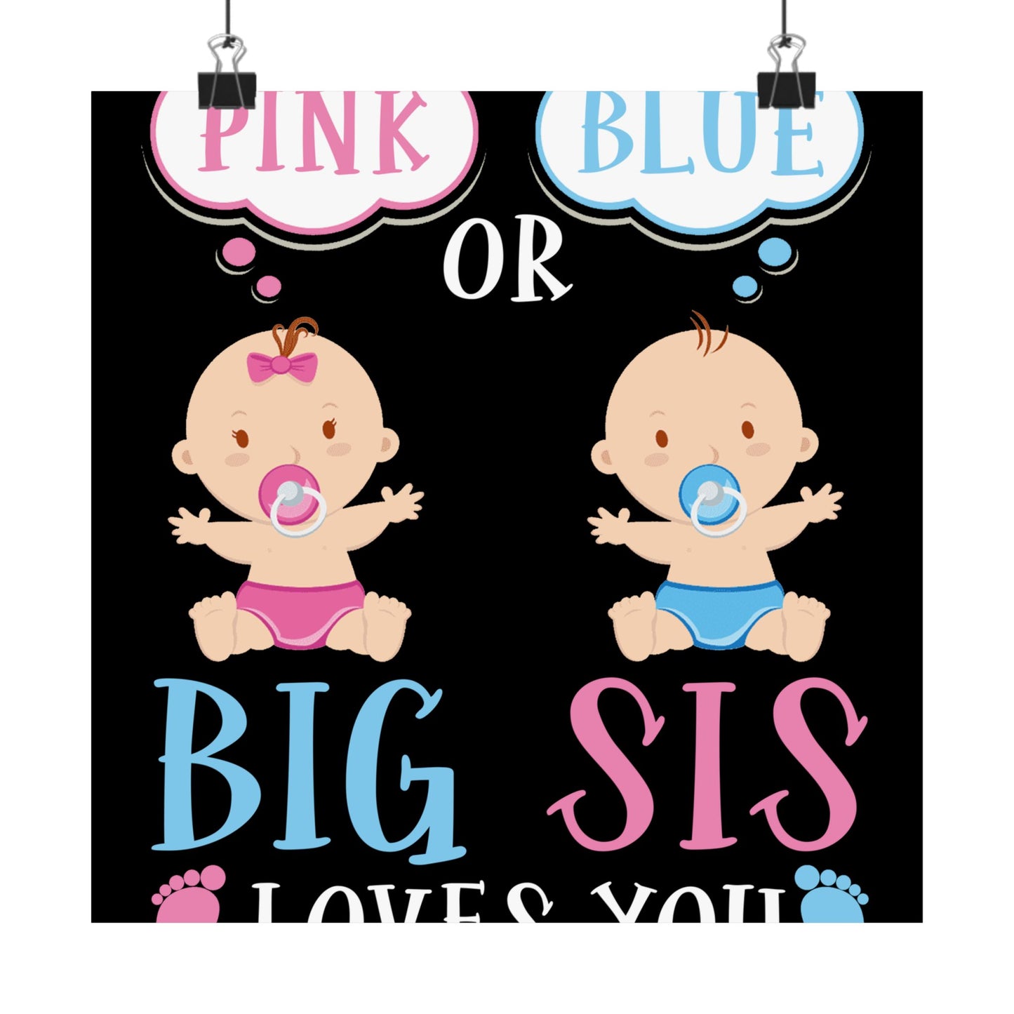Big Sister Baby Shower Pink Blue - Wall Art