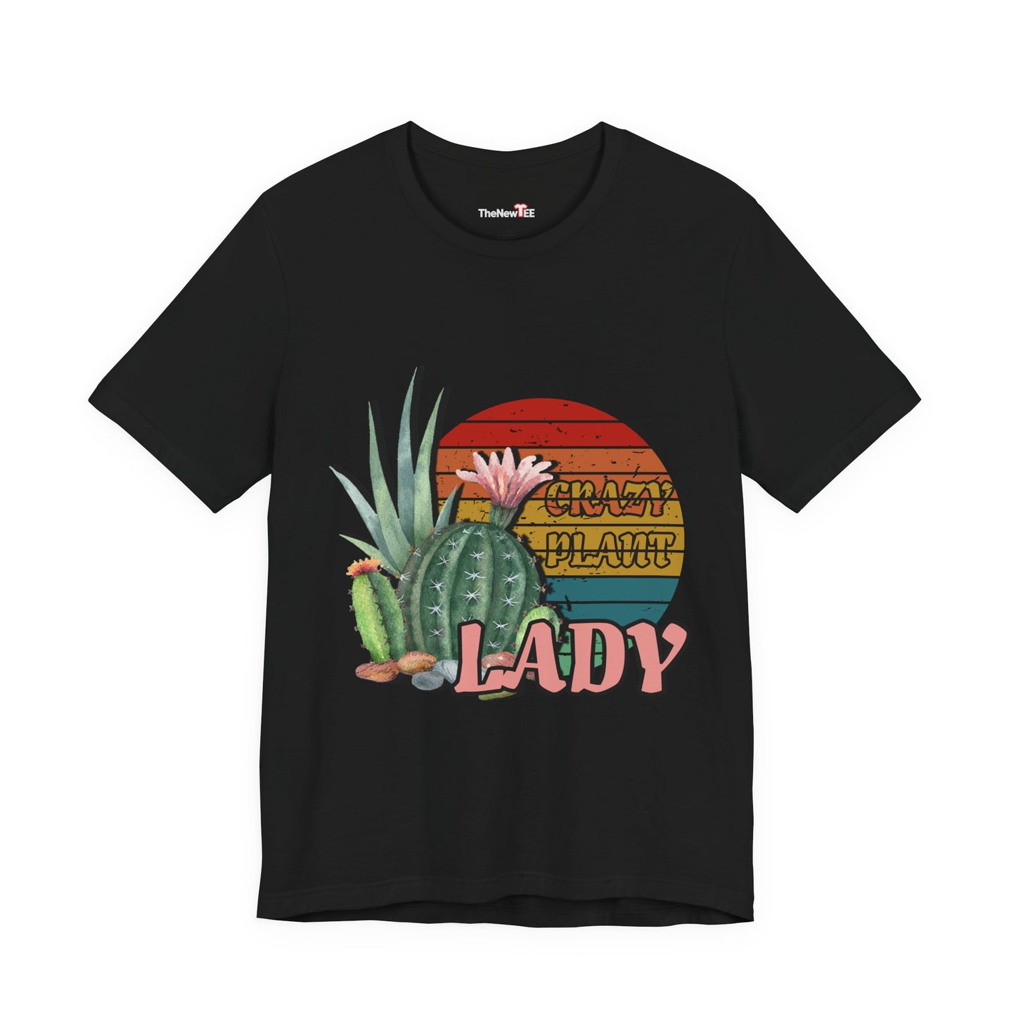 Crazy Plant Lady Cactus Retro Sunset Plant Lover T-Shirt