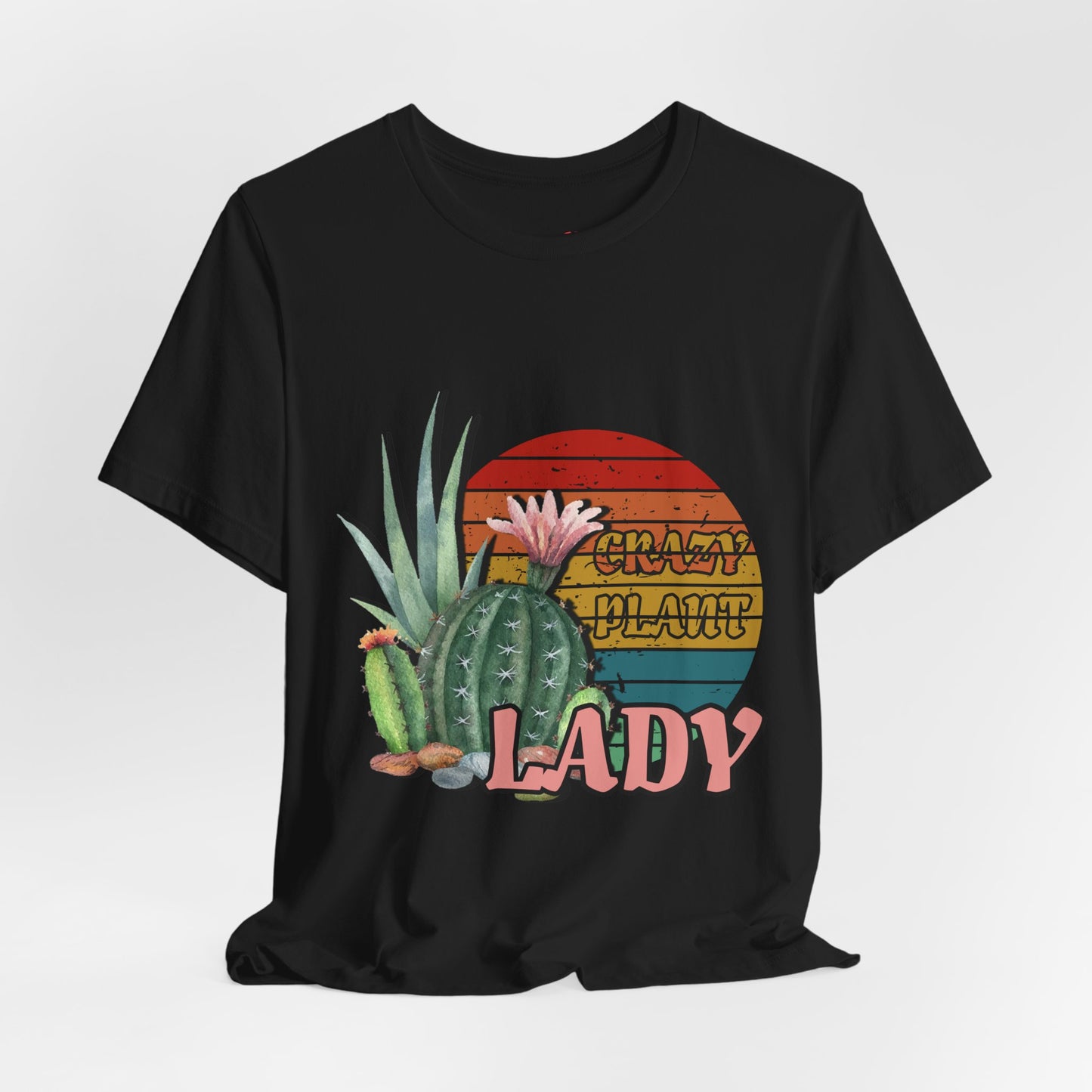 Crazy Plant Lady Cactus Retro Sunset Plant Lover T-Shirt