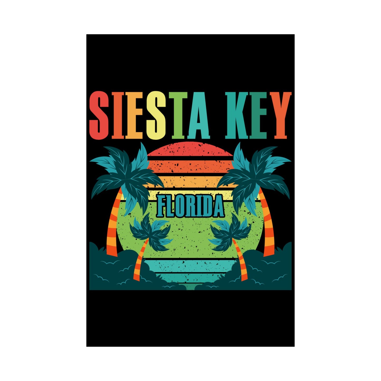 Siesta Key Beach Florida Fl Vintage Vaporwave Retro 80S - Wall Art