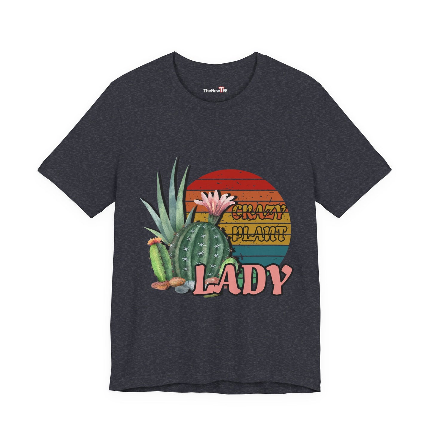 Crazy Plant Lady Cactus Retro Sunset Plant Lover T-Shirt