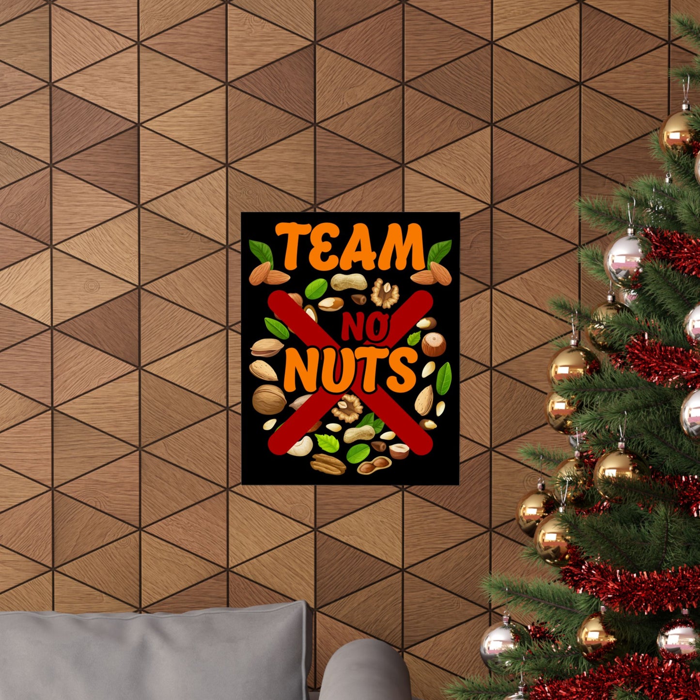 Gender Reveal Team No Nuts Girl Matching Family Baby Party - Wall Art