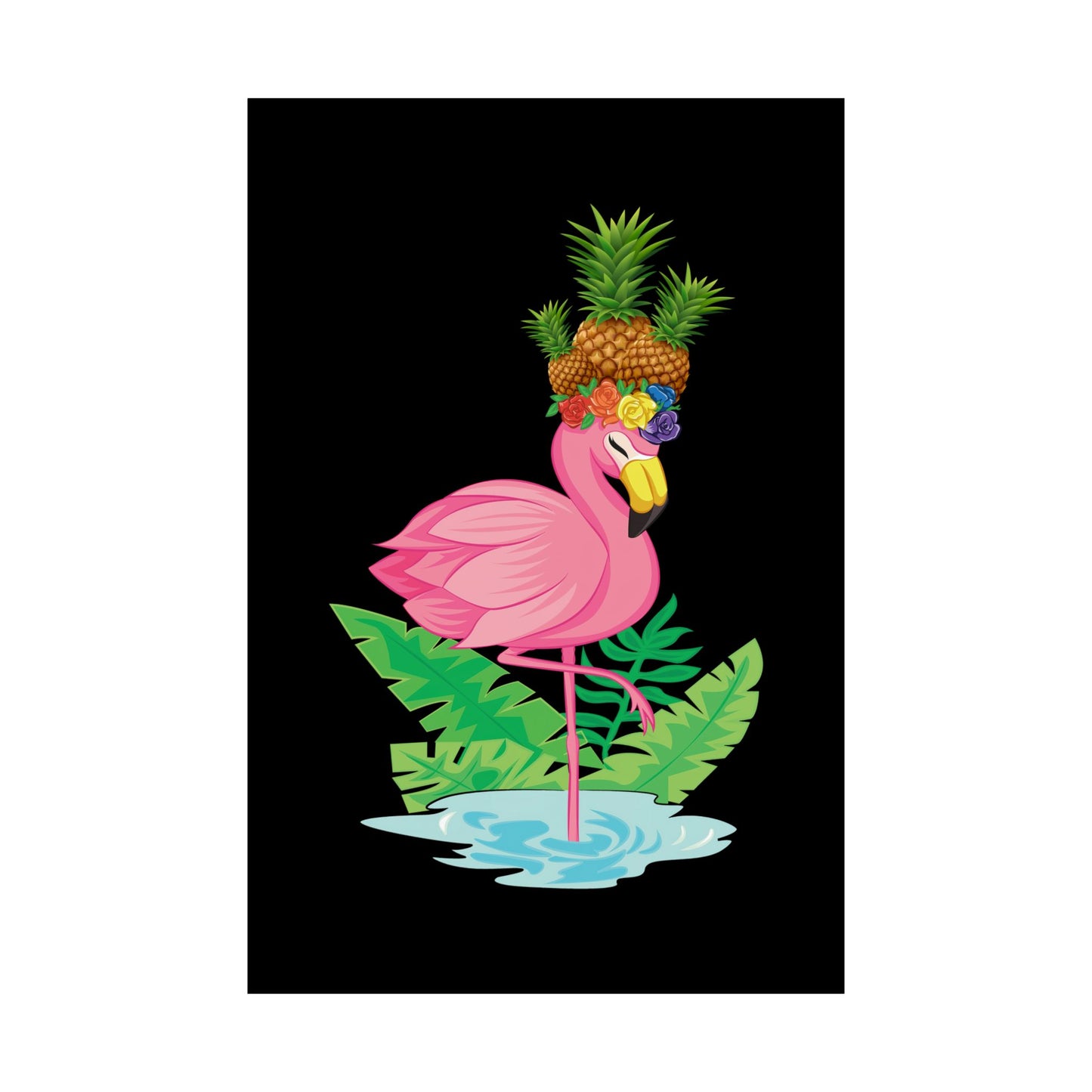 Funny Flamingo Pineapple Pun Lover Gift Pine Mingo - Wall Art