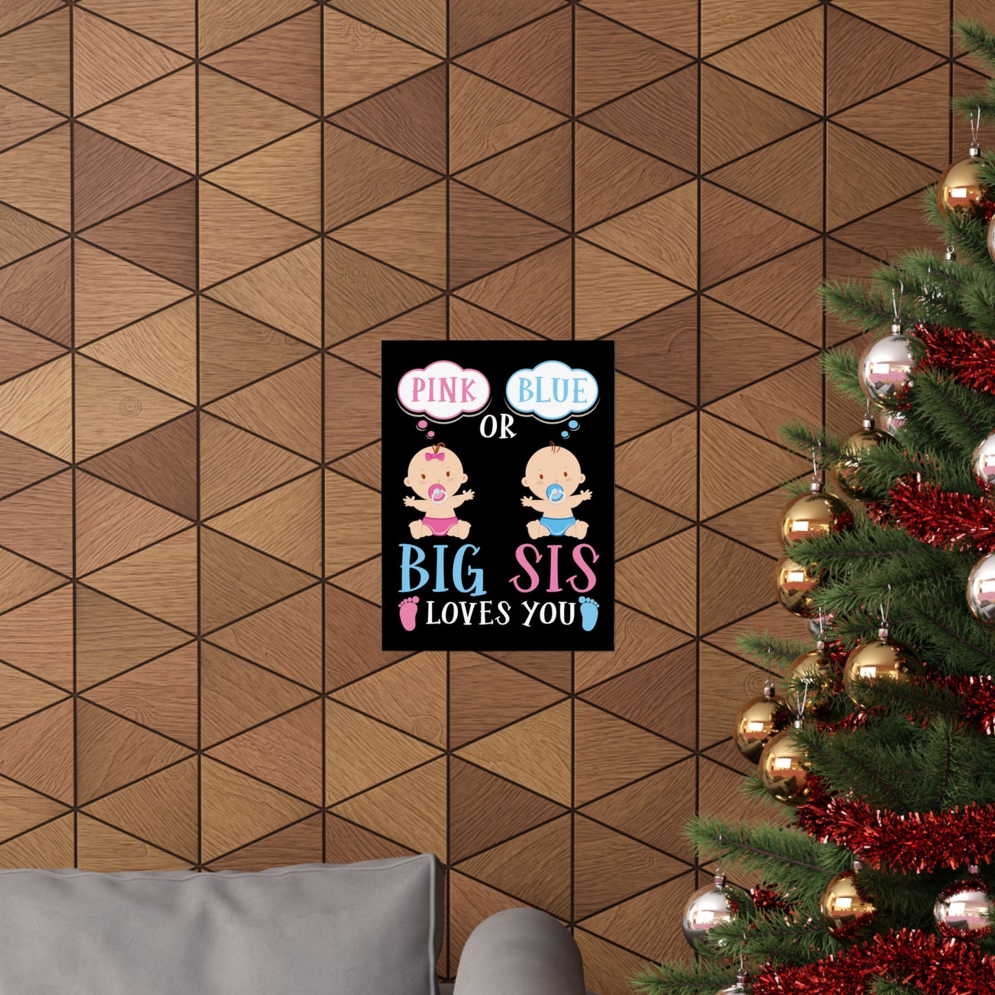 Big Sister Baby Shower Pink Blue - Wall Art