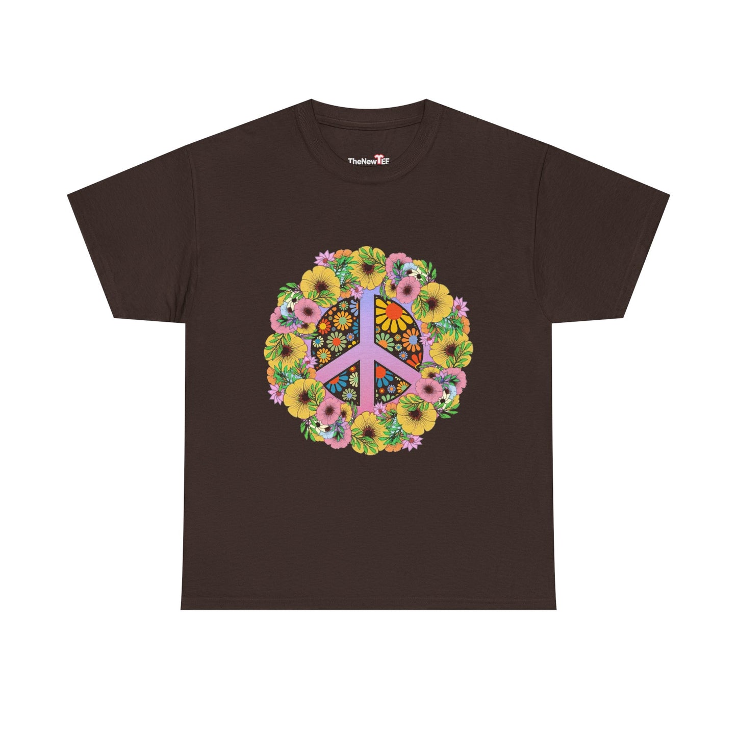 Peace Sign Bright Colorful Flower 60S 70S - Unisex T-Shirt