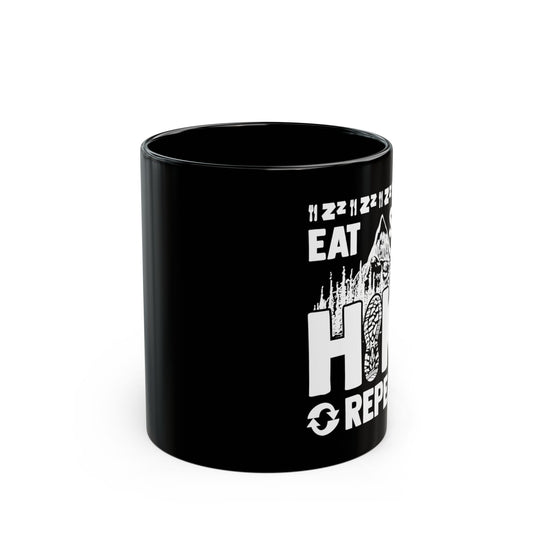 Eat Sleep Hike Repeat Shirt Funny Hiker Mountain Nature - Black Mug