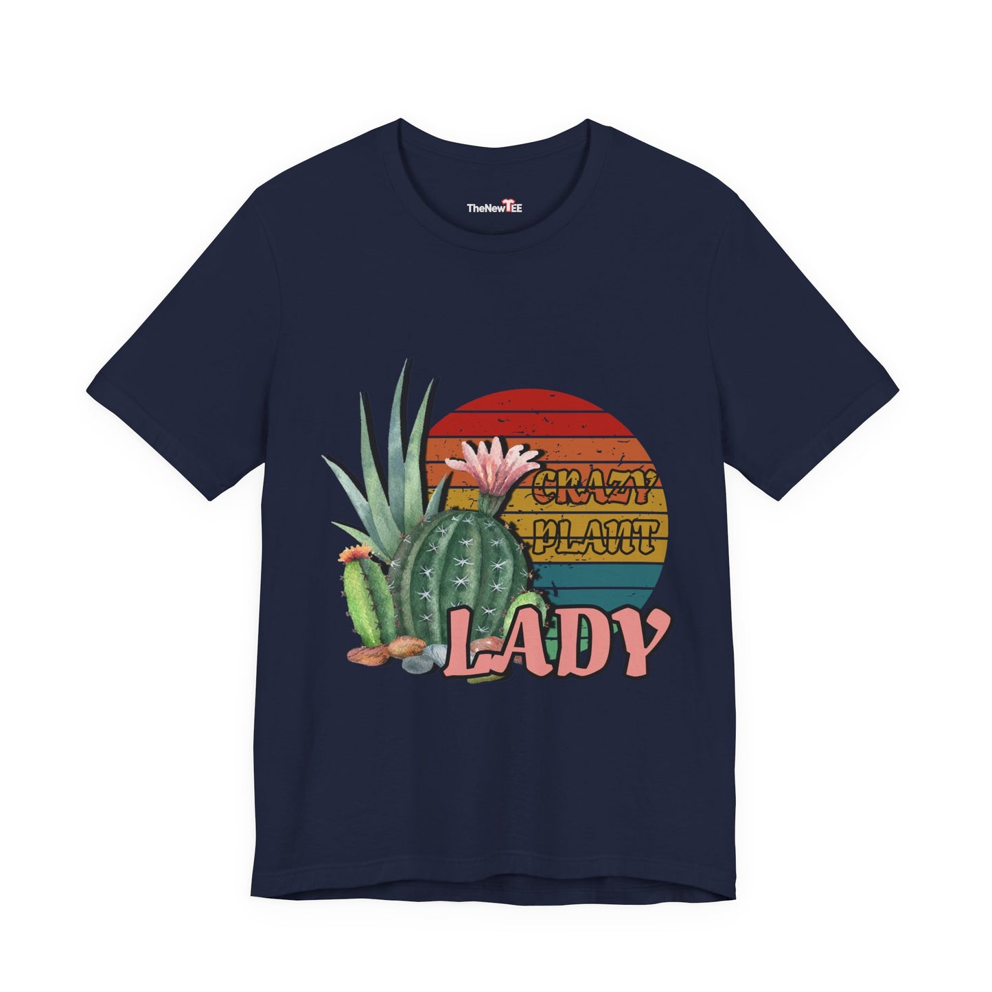 Crazy Plant Lady Cactus Retro Sunset Plant Lover T-Shirt