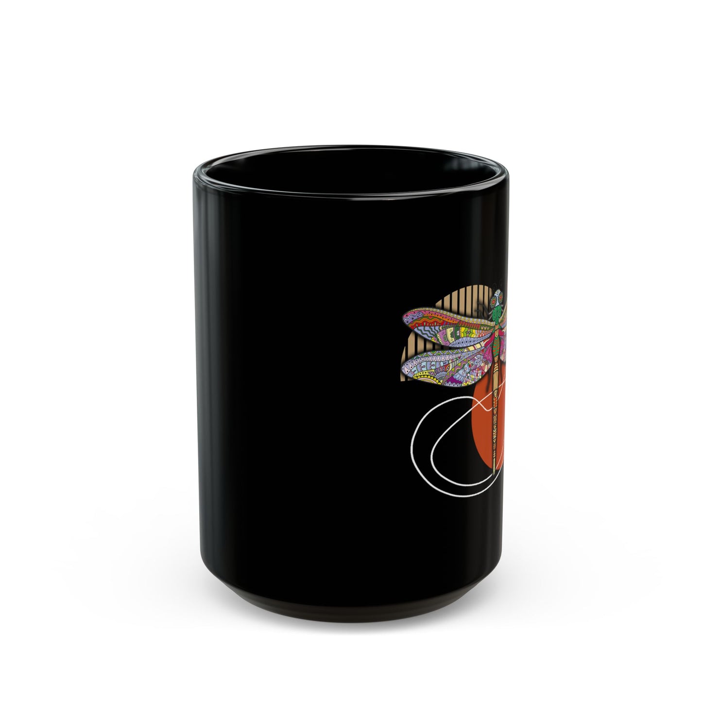 Animal Gift Retro Dragonfly - Black Mug