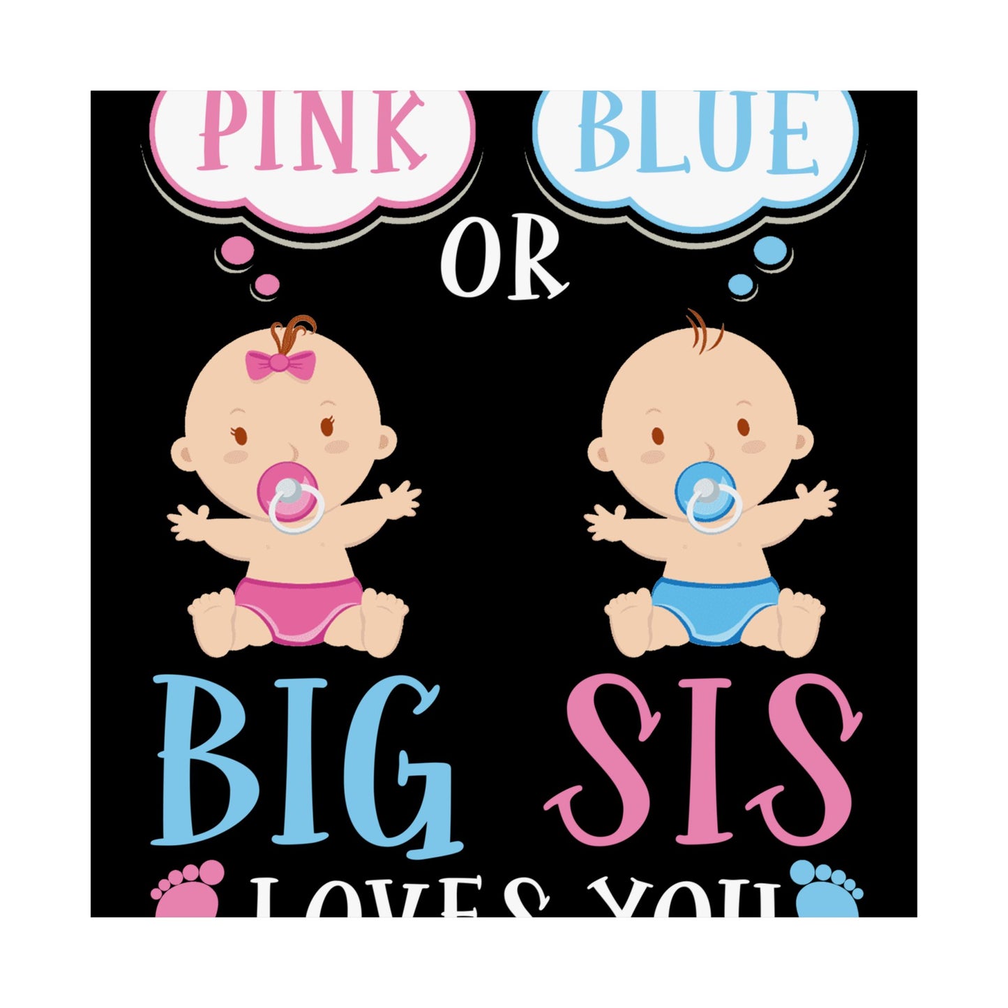 Big Sister Baby Shower Pink Blue - Wall Art